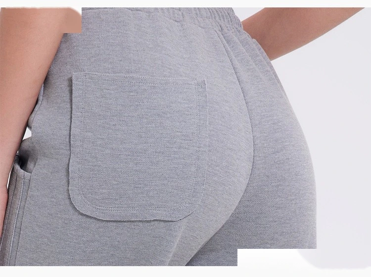 Custom autumn and winter sports pants women's classic three-bar padded high waist casual straight pants detail