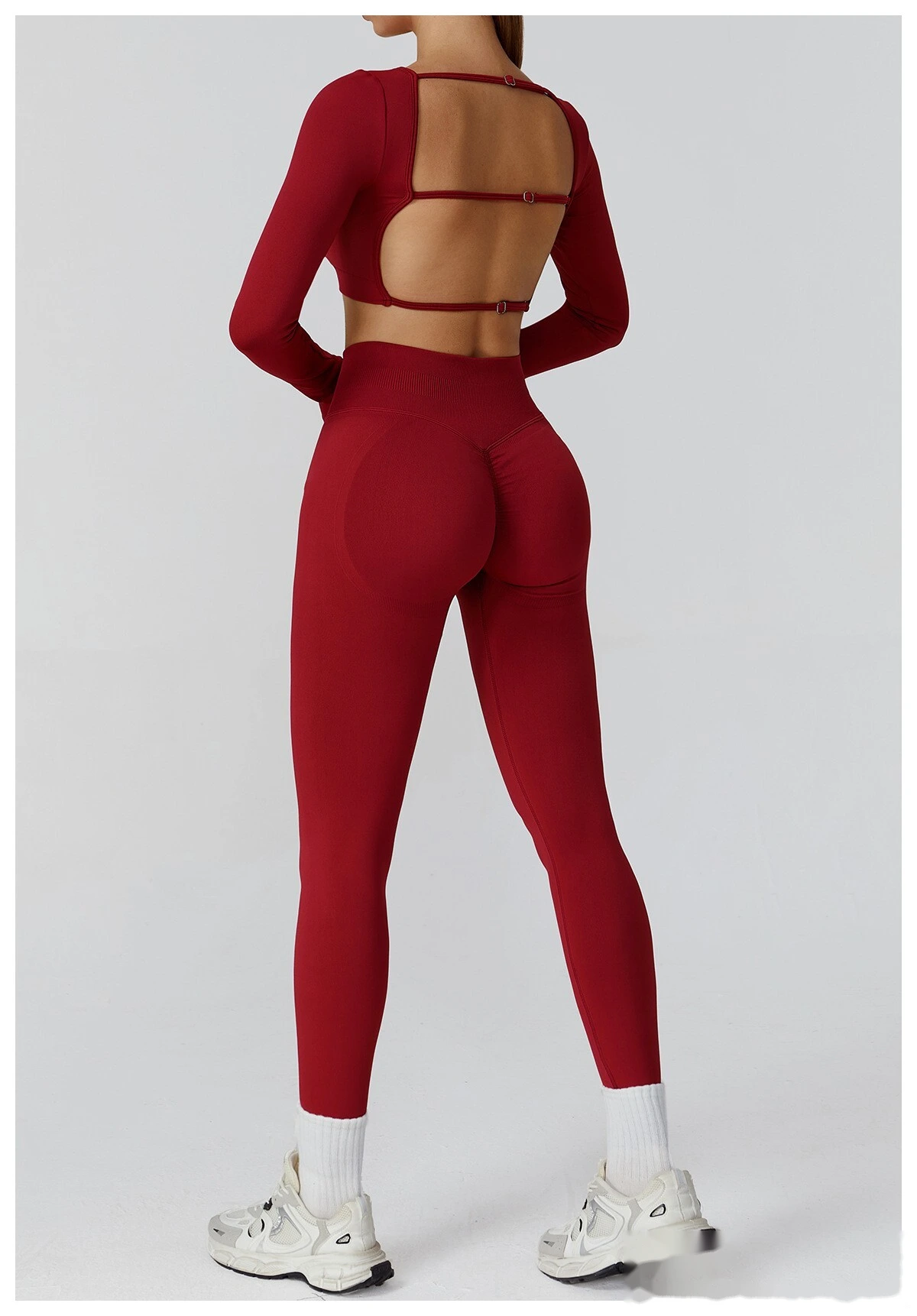 Customized seamless yoga clothes women's hollow back slim long-sleeved sports tops detail