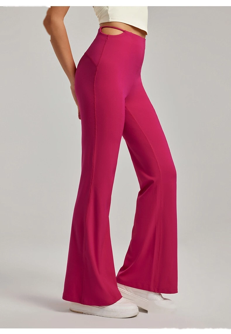 Slim hip micro-pull yoga pants sexy flared pants straight leg high elastic fitness pants detail