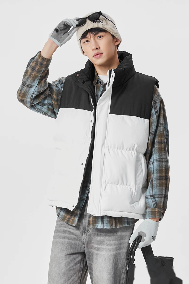 Customized fashion waterproof and warm cotton-padded jacket down jacket vest for men and women detail