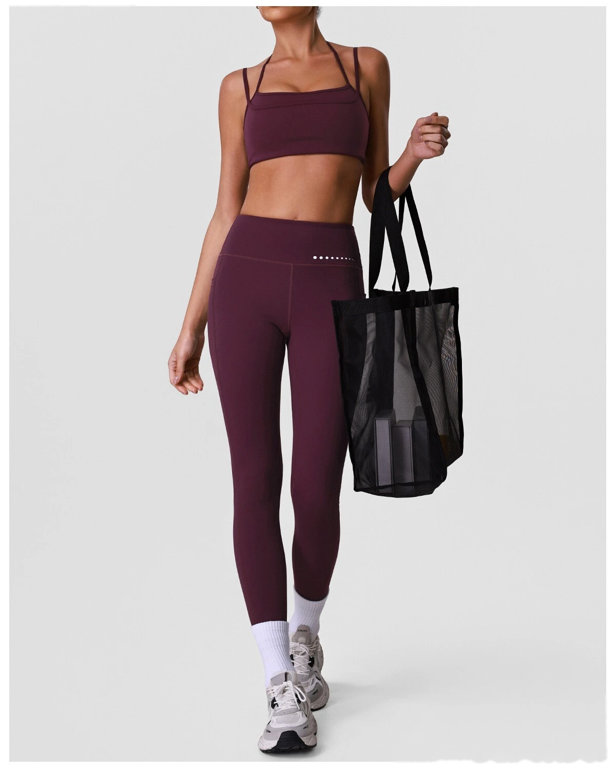 Women’s High Stretch Yoga Pants Butt Lifting Tummy Control with Side Pockets Quick Dry Fitness Sports Leggings detail