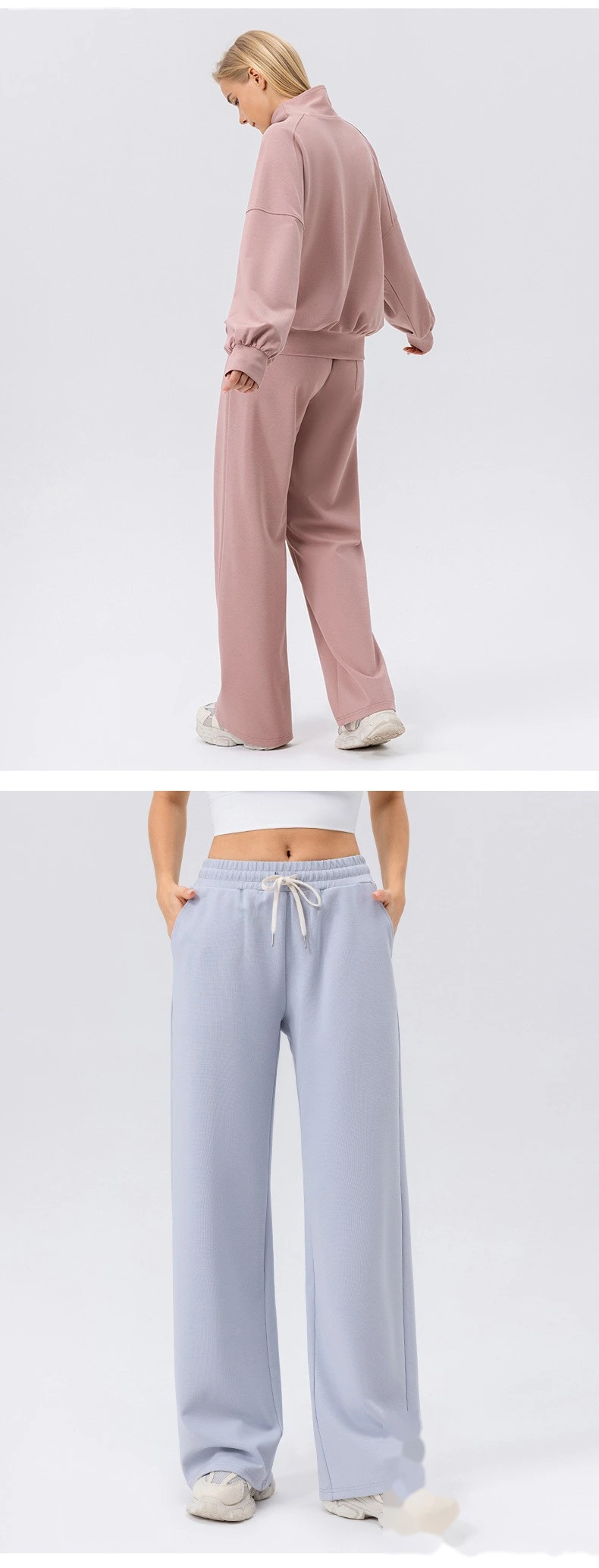 Custom autumn and winter wide-leg leisure sports pants women's high waist loose outdoor running fitness pants detail
