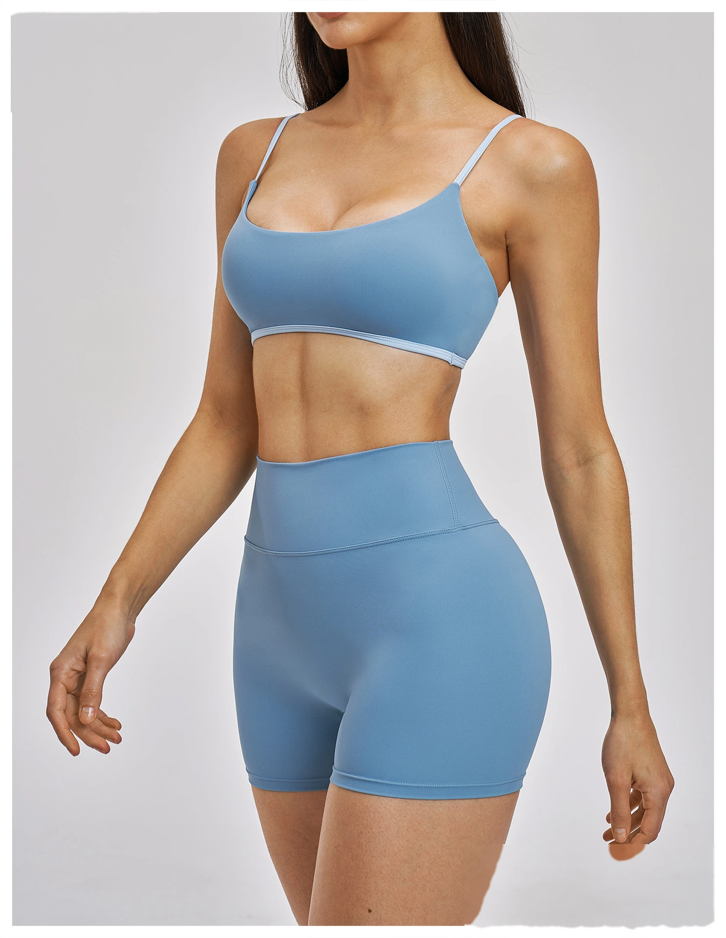 Custom Women’s Thin Shoulder Strap Beauty Back Sports Bra Fake Two Piece Tennis Skort Yoga Fitness Set detail