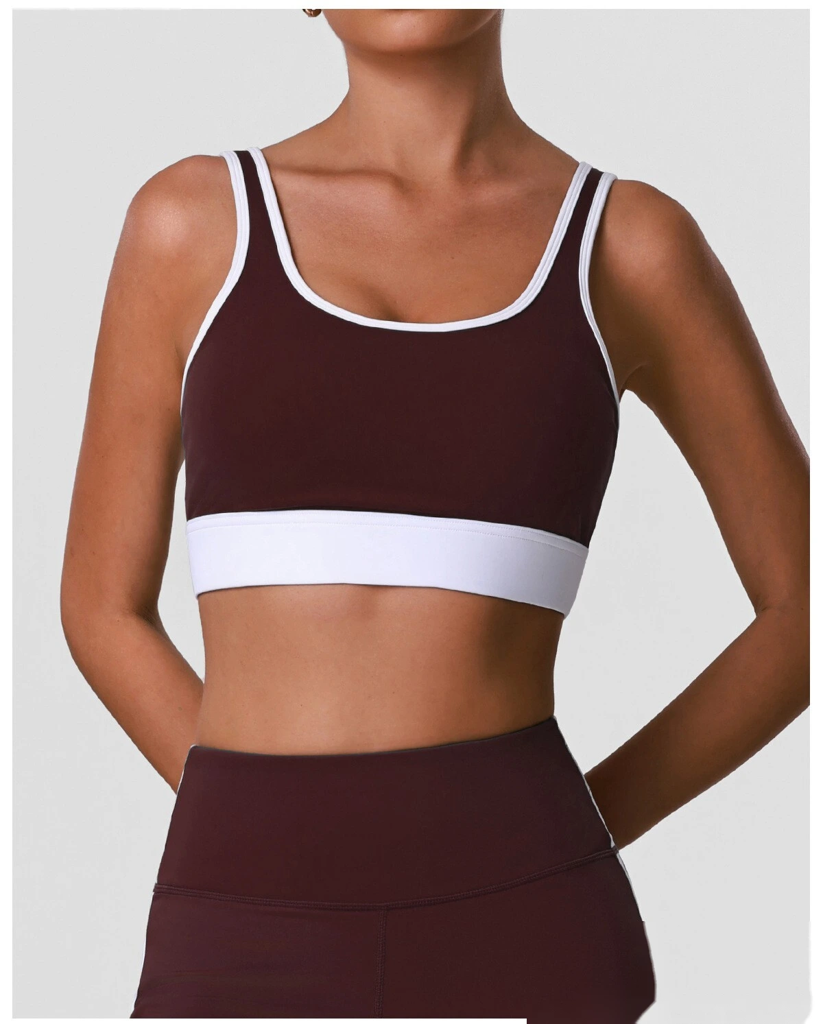 Women’s Custom High Stretch Quick Dry Color Block Sports Bra Beauty Back Yoga Bra Tank Top detail