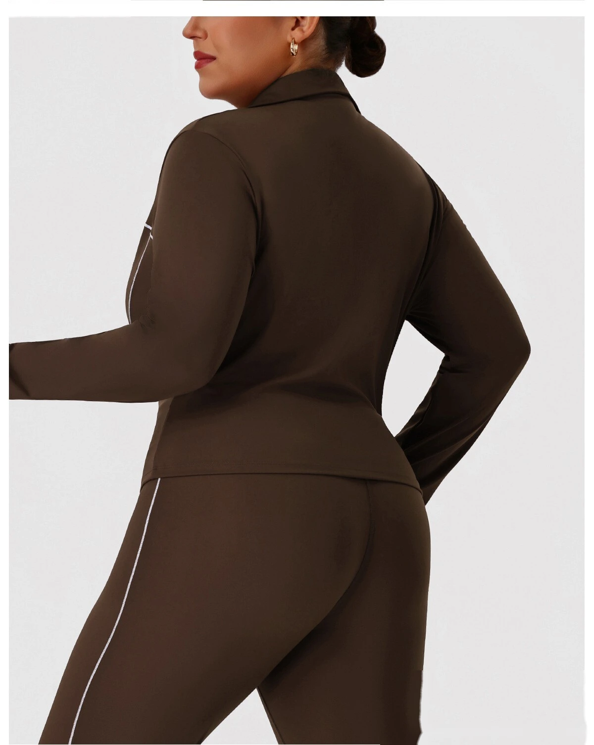 Custom Plus Size Slim Yoga Suit - Winter Outdoor Running Workout Jacket & Activewear Set detail