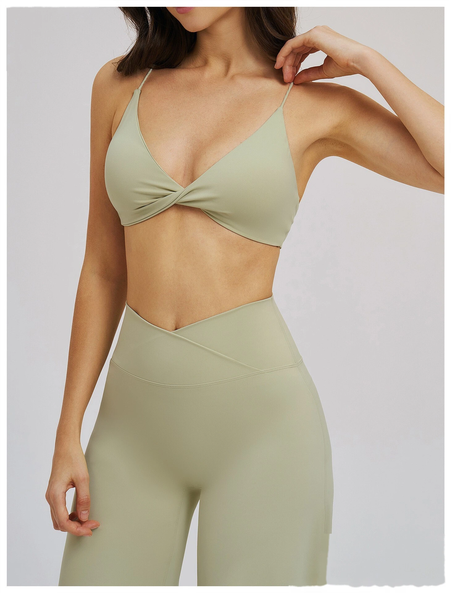 Custom V-Neck Sports Bra - Women's Thin-Strap Beauty Back Yoga Fitness Workout Bra detail