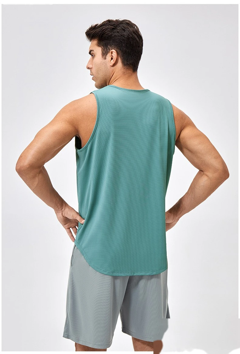 Customized men's breathable and comfortable high-elastic sports fitness vest detail