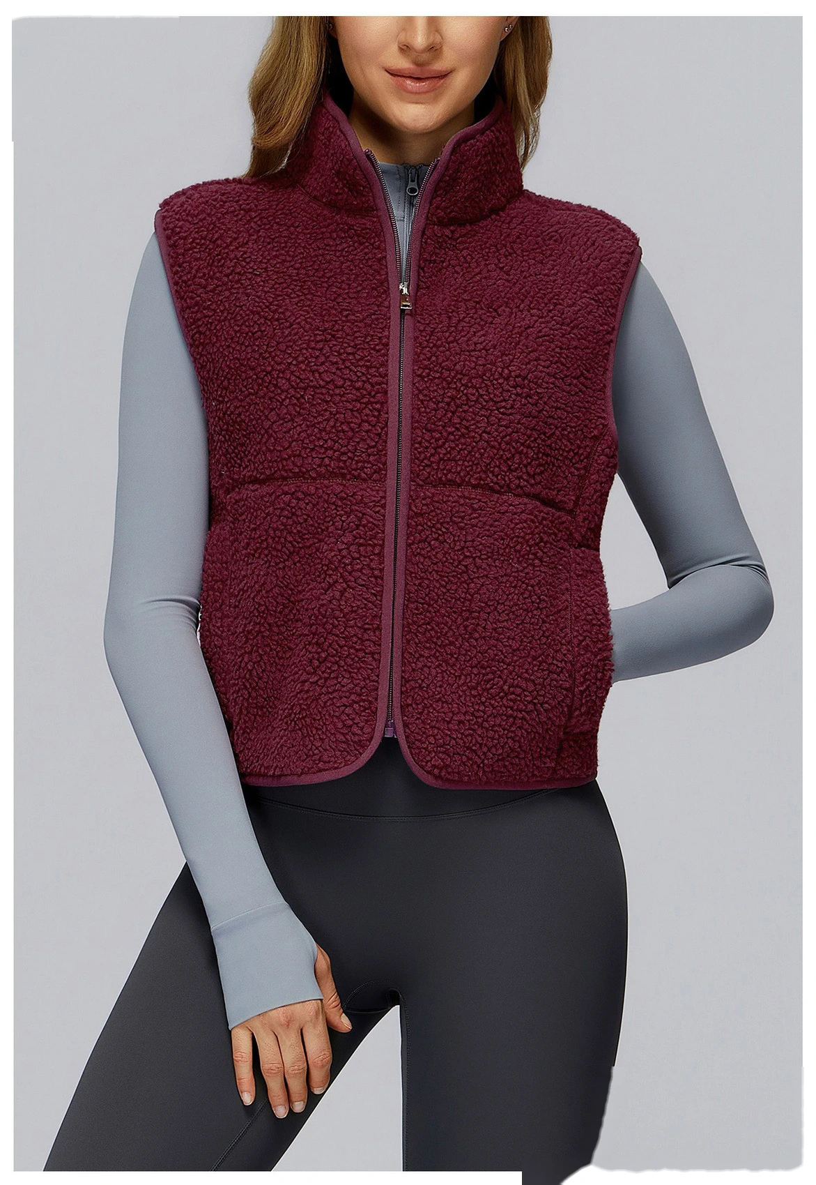 Customized velvet warm sports vest outdoor running fitness sleeveless vest vest detail