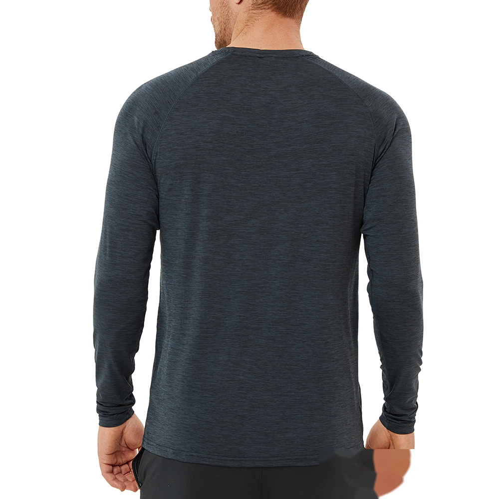 Men's running fitness training UPF outdoor sunscreen quick-drying breathable V-neck long-sleeved T-shirt detail
