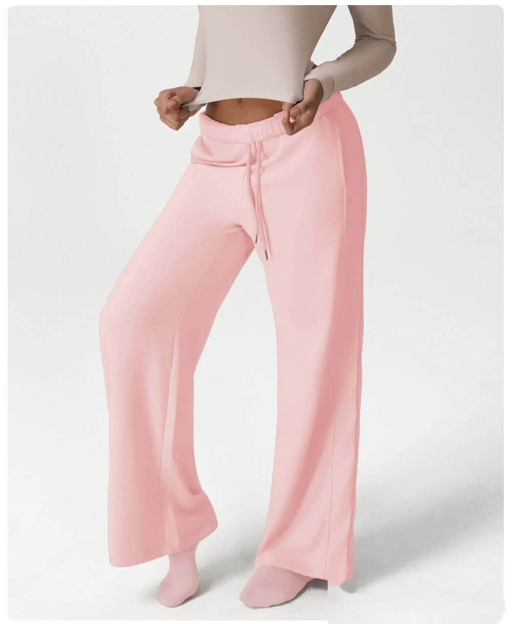 Custom leisure sweatpants loose pocket straight wide-leg pants dance training yoga pants running fitness pants detail