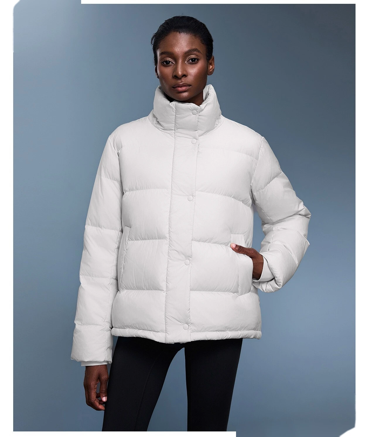 Customized new down jacket women waist drawstring hooded windproof warm bread coat in winter detail