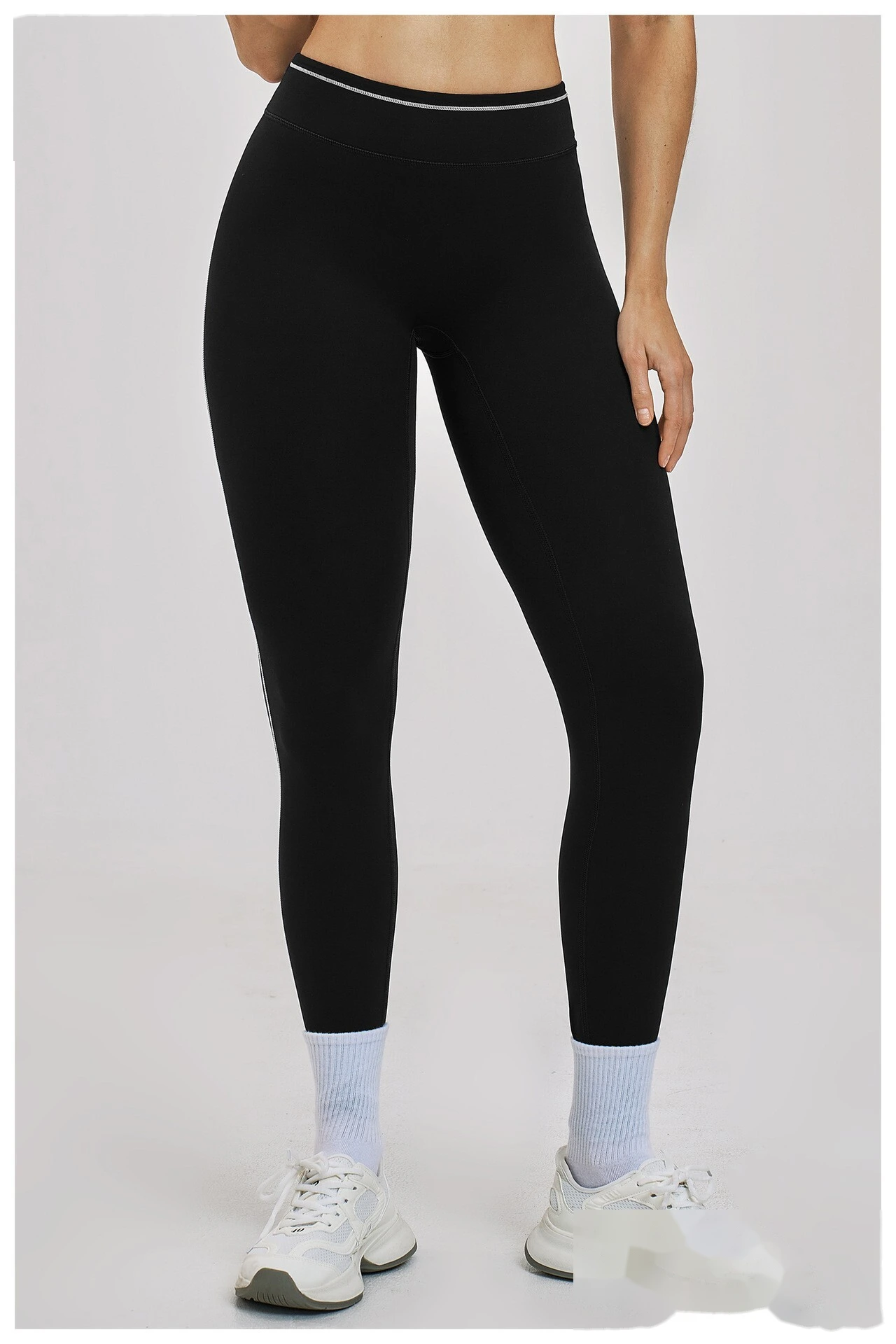 Custom Women’s High Waist Color Block Fitness Leggings Quick Dry Slim Workout Pants Running Sports Trousers detail