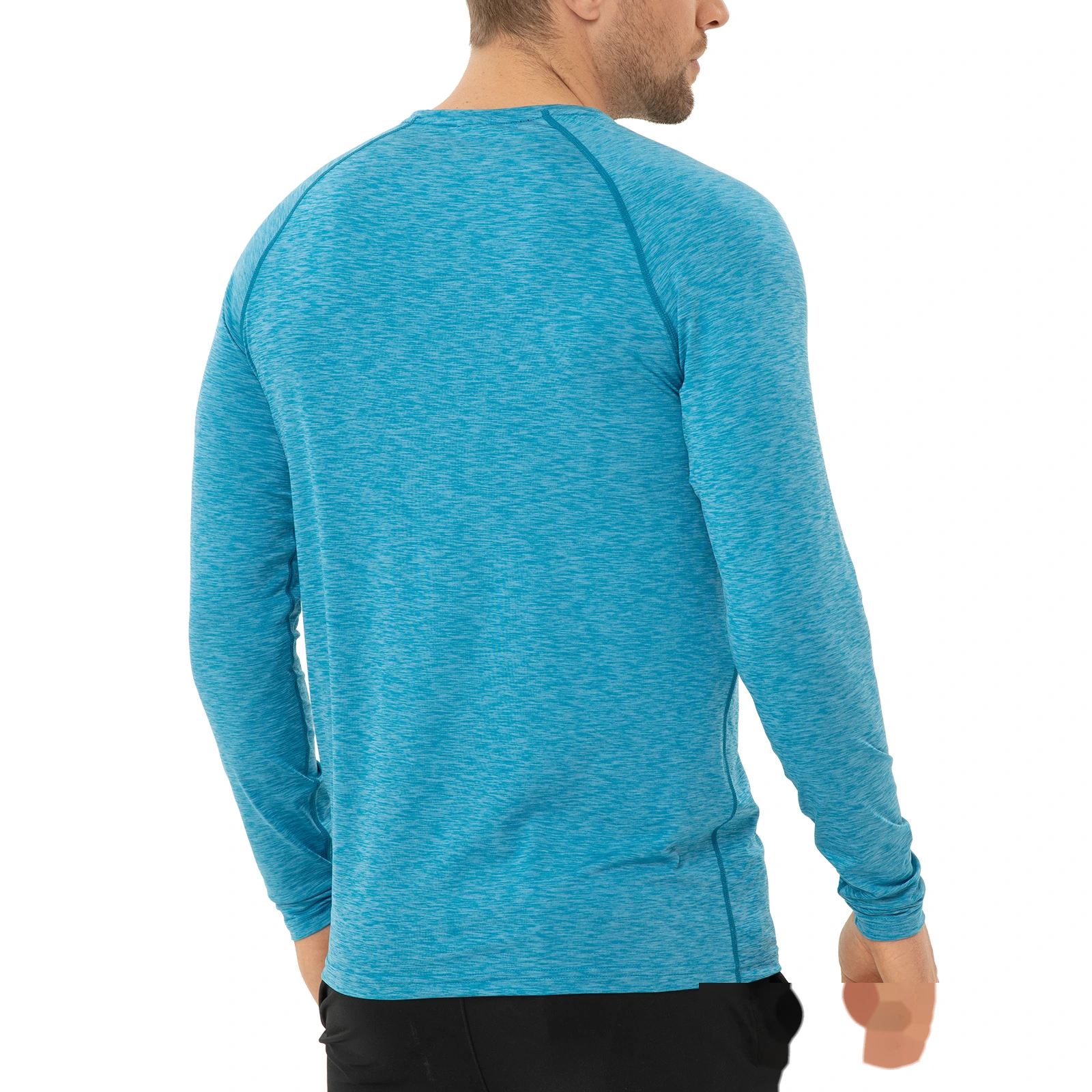 Men's running fitness training UPF outdoor sunscreen quick-drying breathable V-neck long-sleeved T-shirt detail