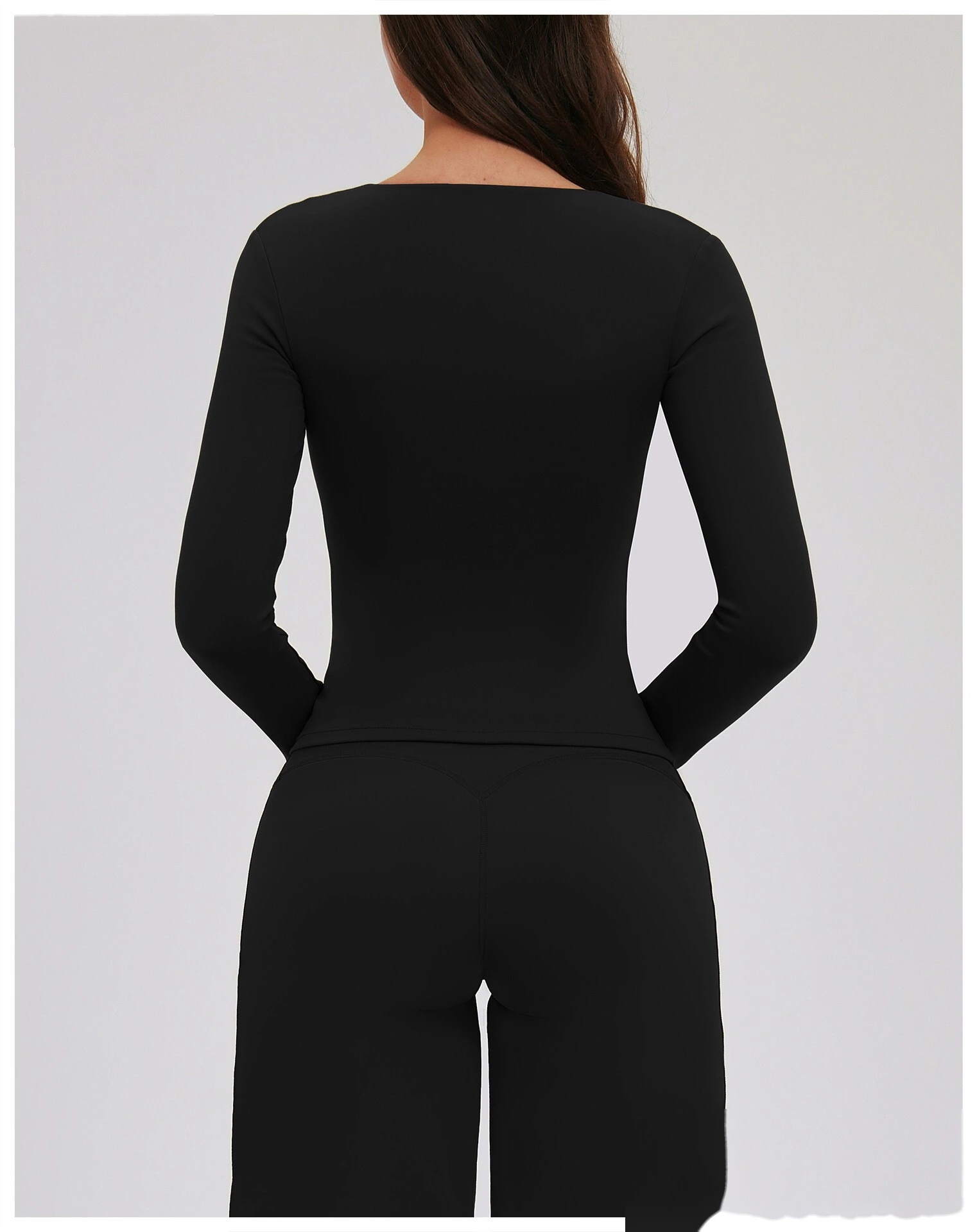 Custom Yoga Long Sleeve Top - Women's V-Neck Pilates Workout Shirt for Running & Fitness detail