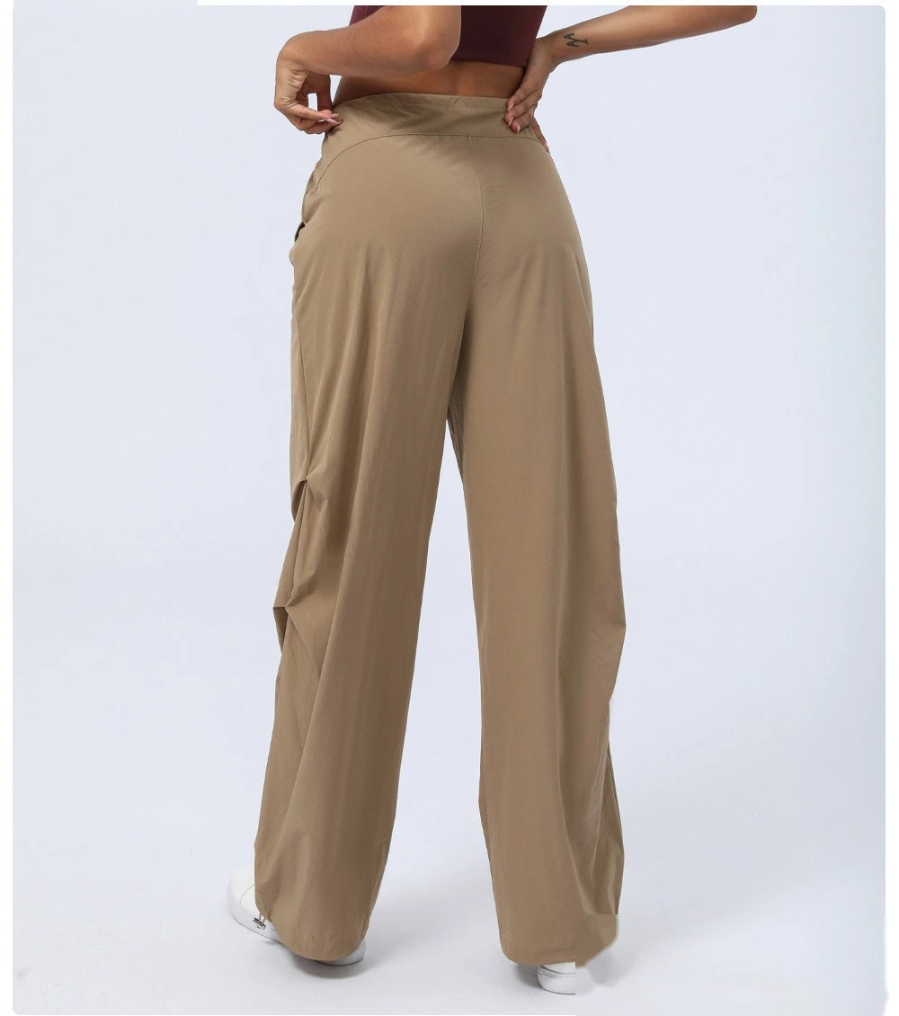 Customized autumn and winter high waist quick-drying sports pants women's leg pants loose straight overalls detail