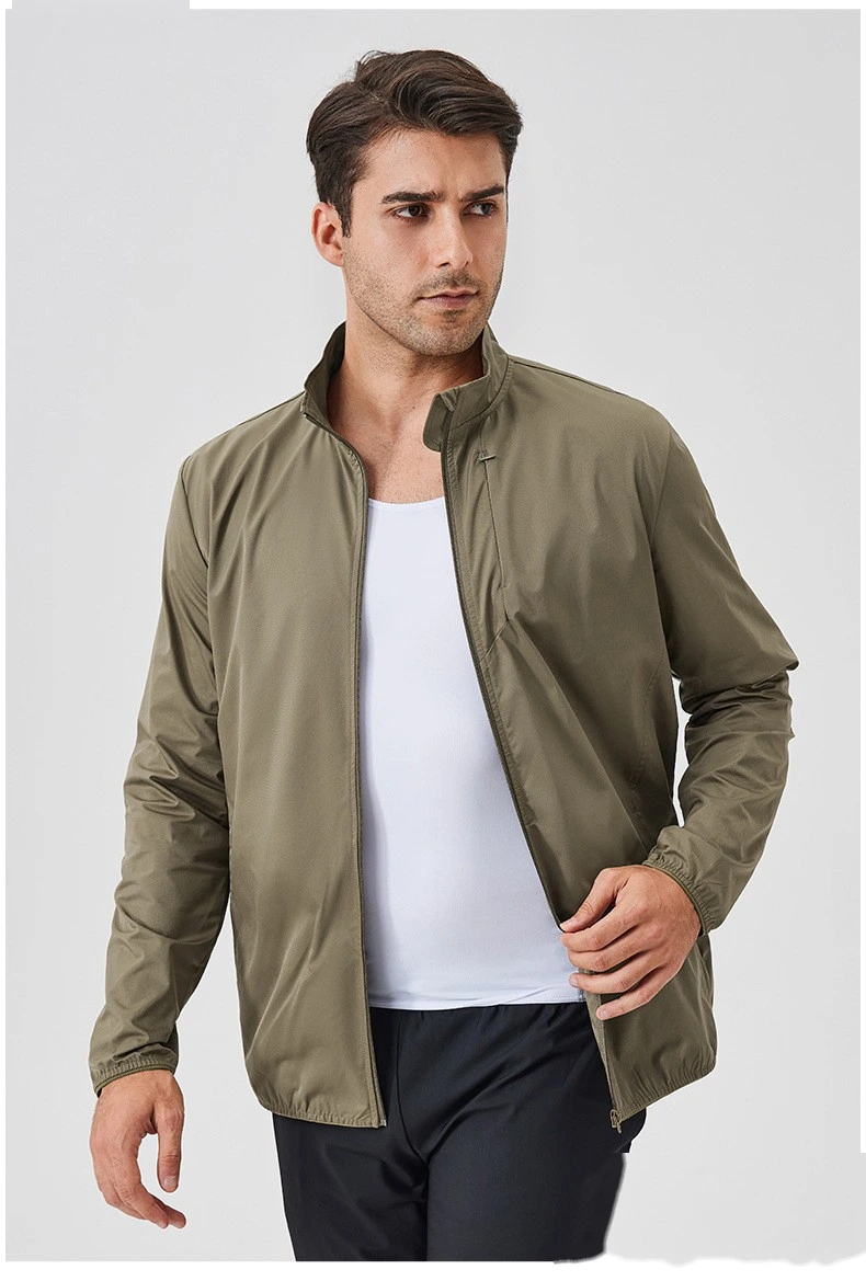 Custom autumn and winter sports coat stand collar zipper jacket outdoor windproof long sleeve cardigan running fitness detail