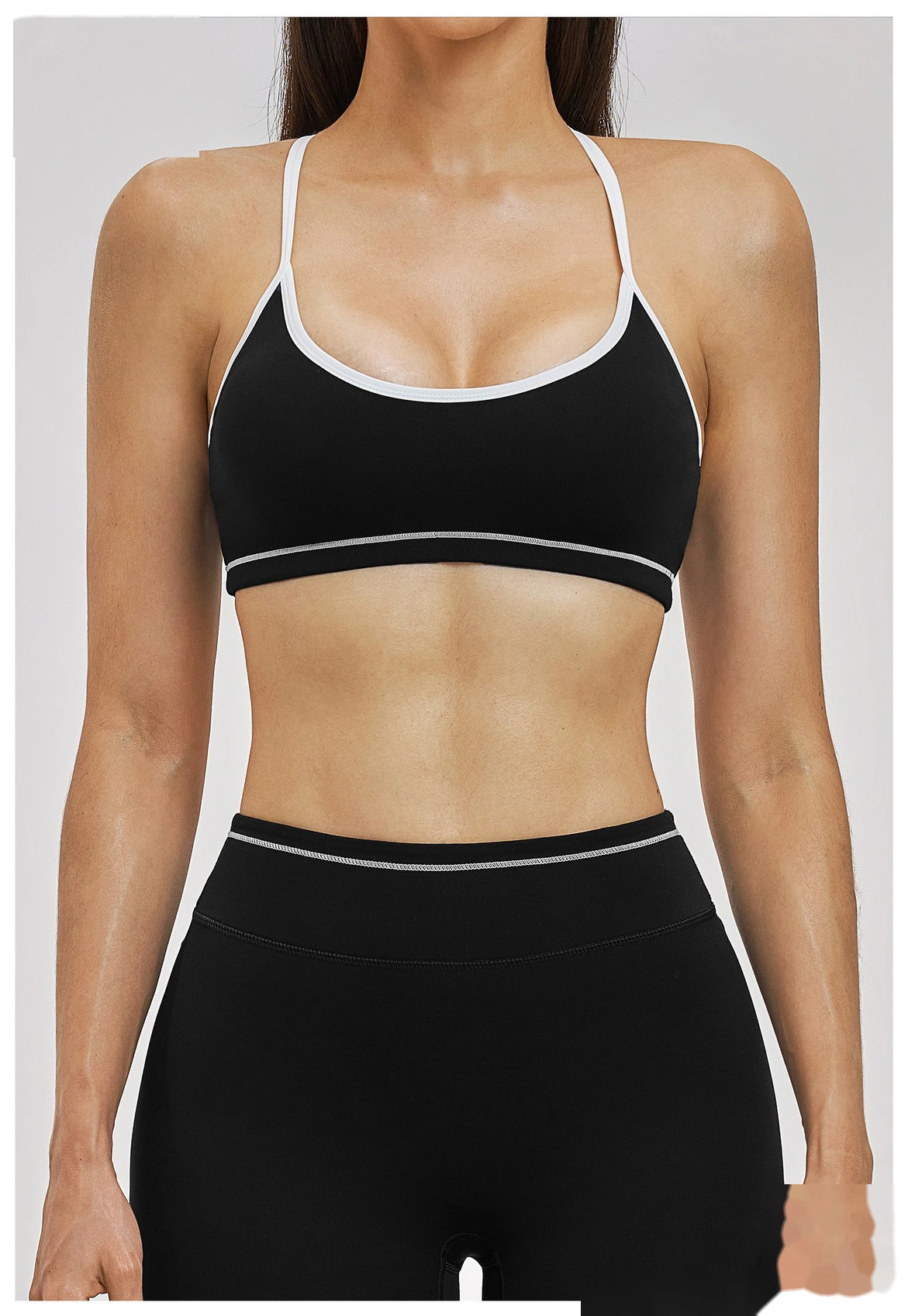 Custom Women’s Color Block Beauty Back Sports Bra Medium Support Yoga Gym Bra detail