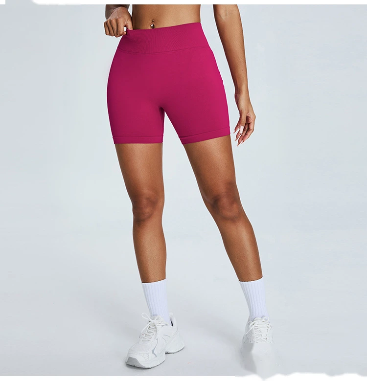 Seamless yoga shorts women's three-point high waist sweatpants nude quick-drying fitness yoga clothes - allni detail