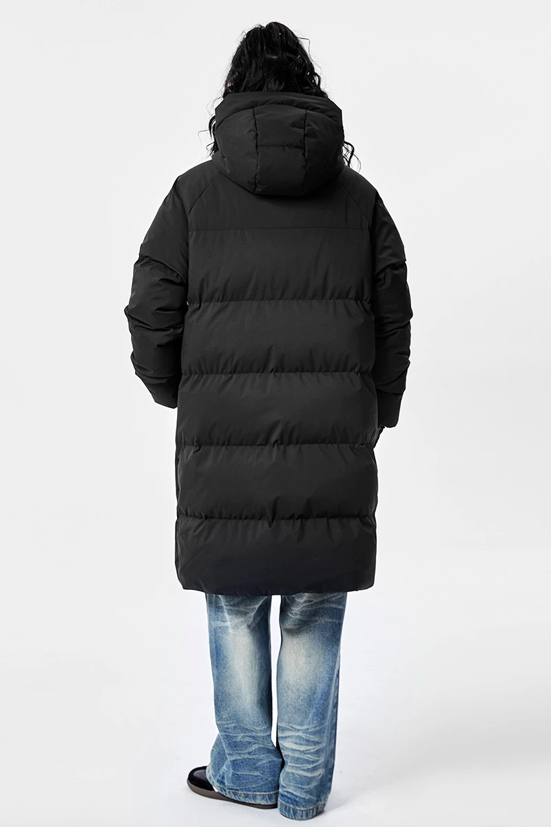 Customized winter men and women windproof and warm long cotton-padded jacket down coat. detail
