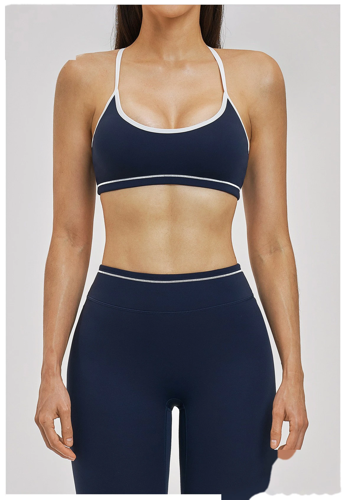 Custom Women’s Color Block Beauty Back Sports Bra Medium Support Yoga Gym Bra detail
