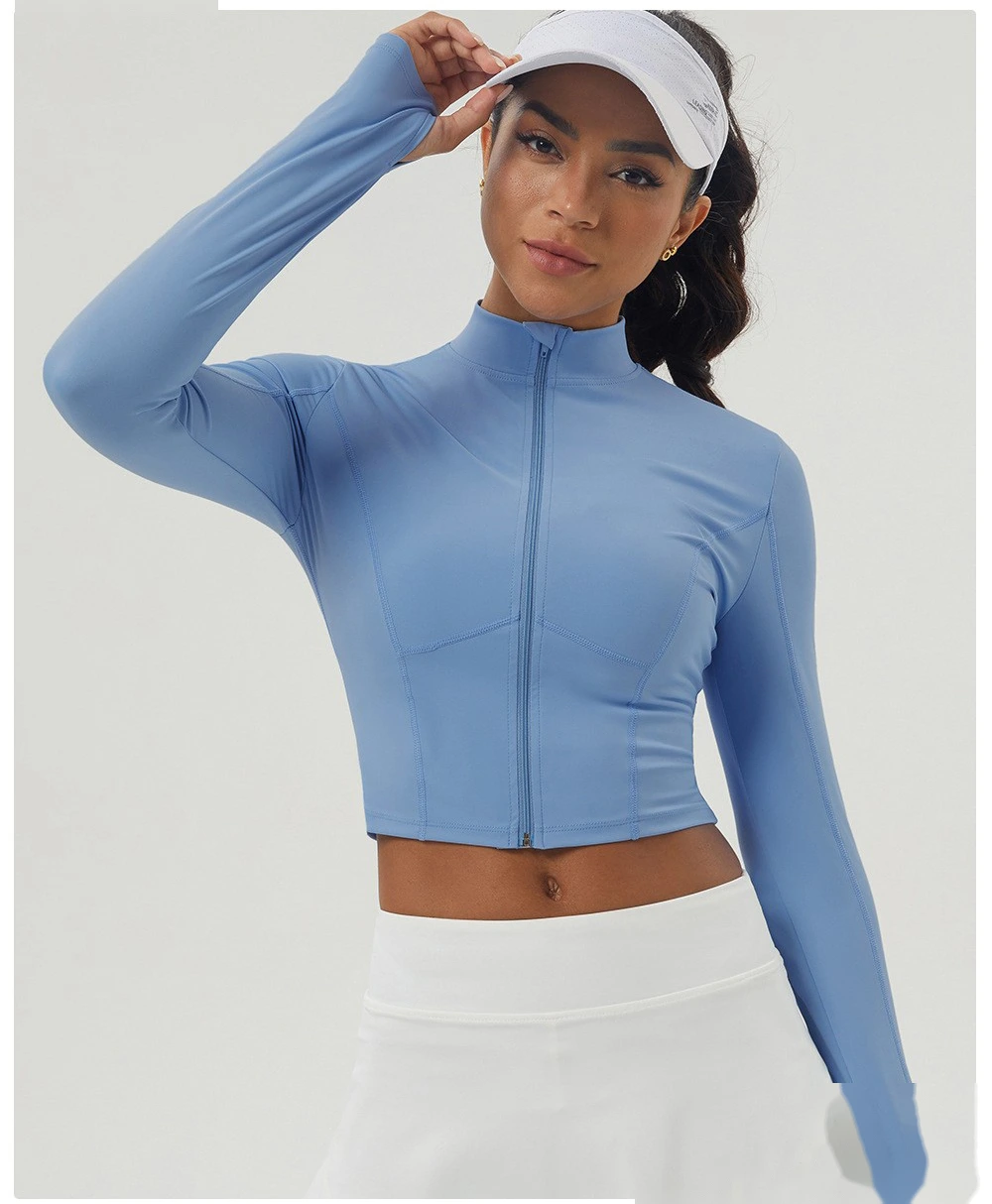 Customized outdoor running zipper tight coat yoga fitness sportswear top woman detail