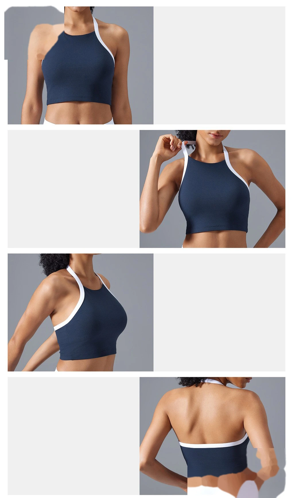 Customized new running fitness yoga bra fashion neck backless contrast sports bra female detail