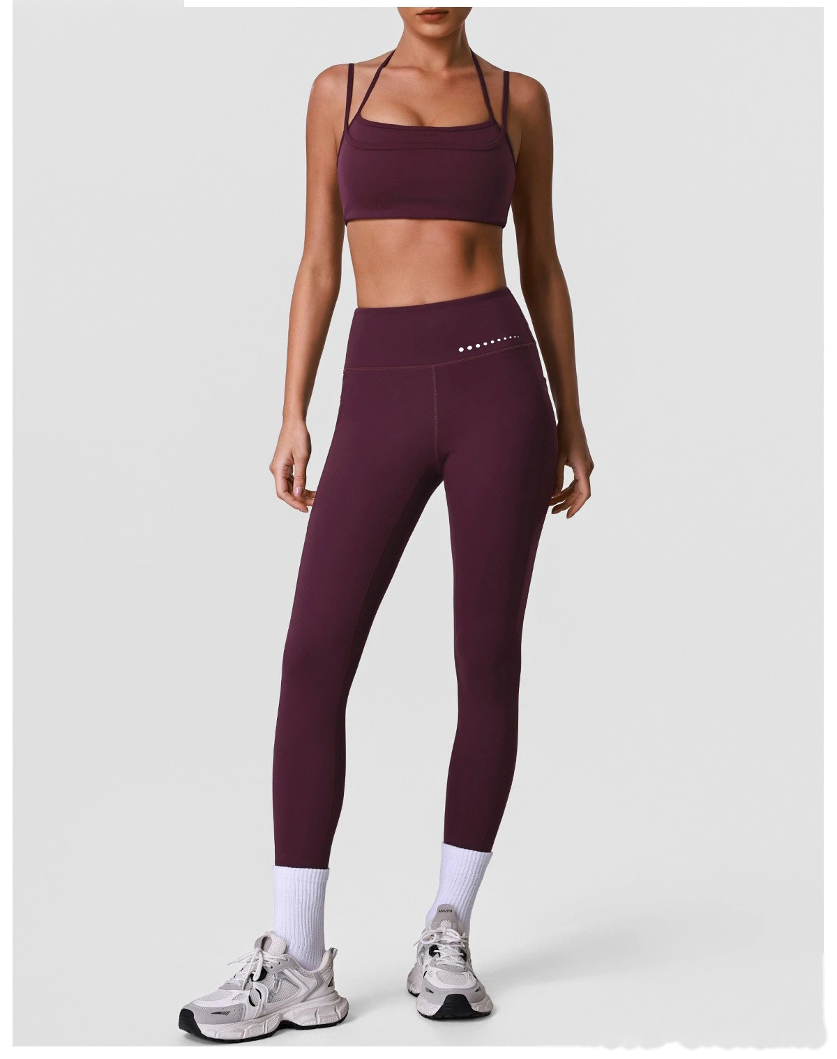 Custom Women’s Sexy Back Yoga Bra & High Stretch Tight Leggings Set Gym Activewear Suit detail