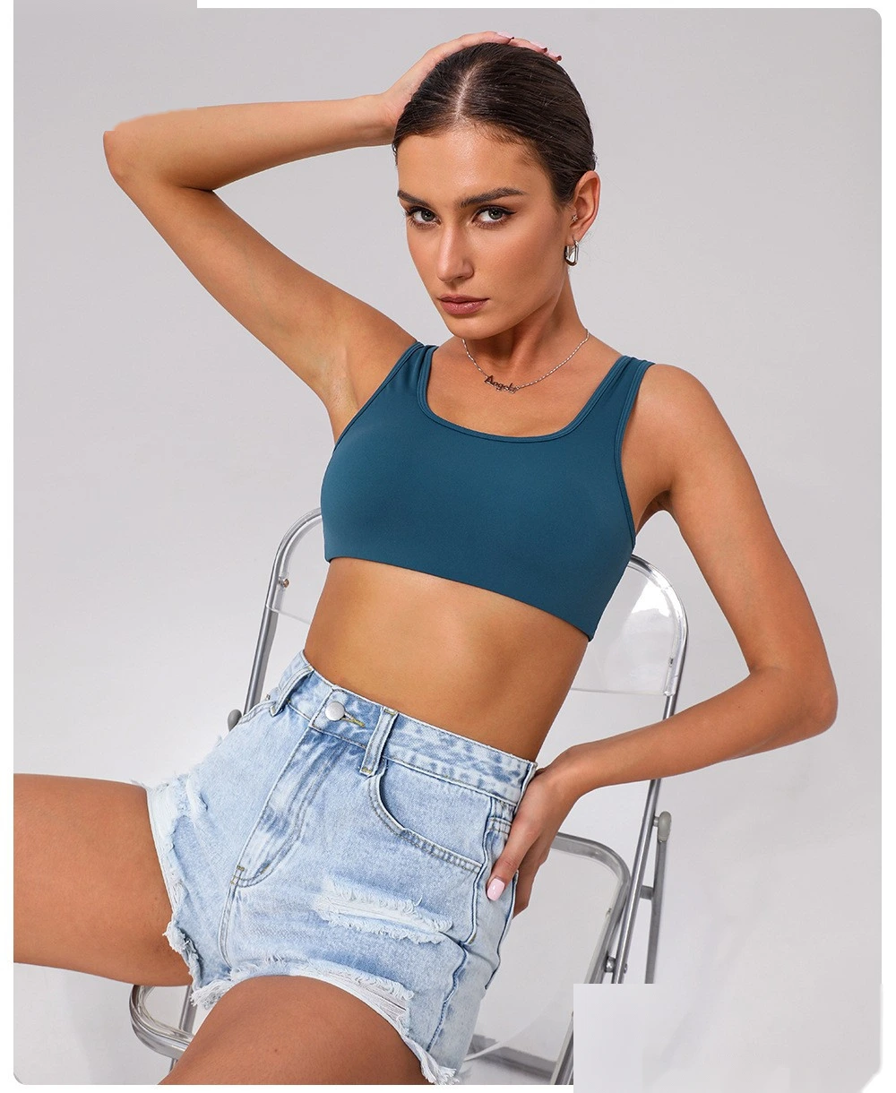 Custom tight yoga vest sports bra shockproof high elastic running outdoor fitness clothes women detail