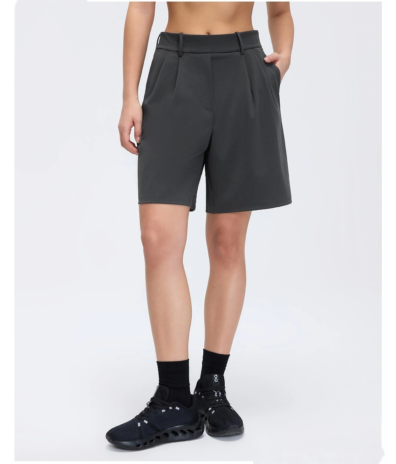 Bulk Custom High-Waisted Dressy Shorts - Women's Loose Wide-Leg Solid Color Suit Bermuda Pants detail