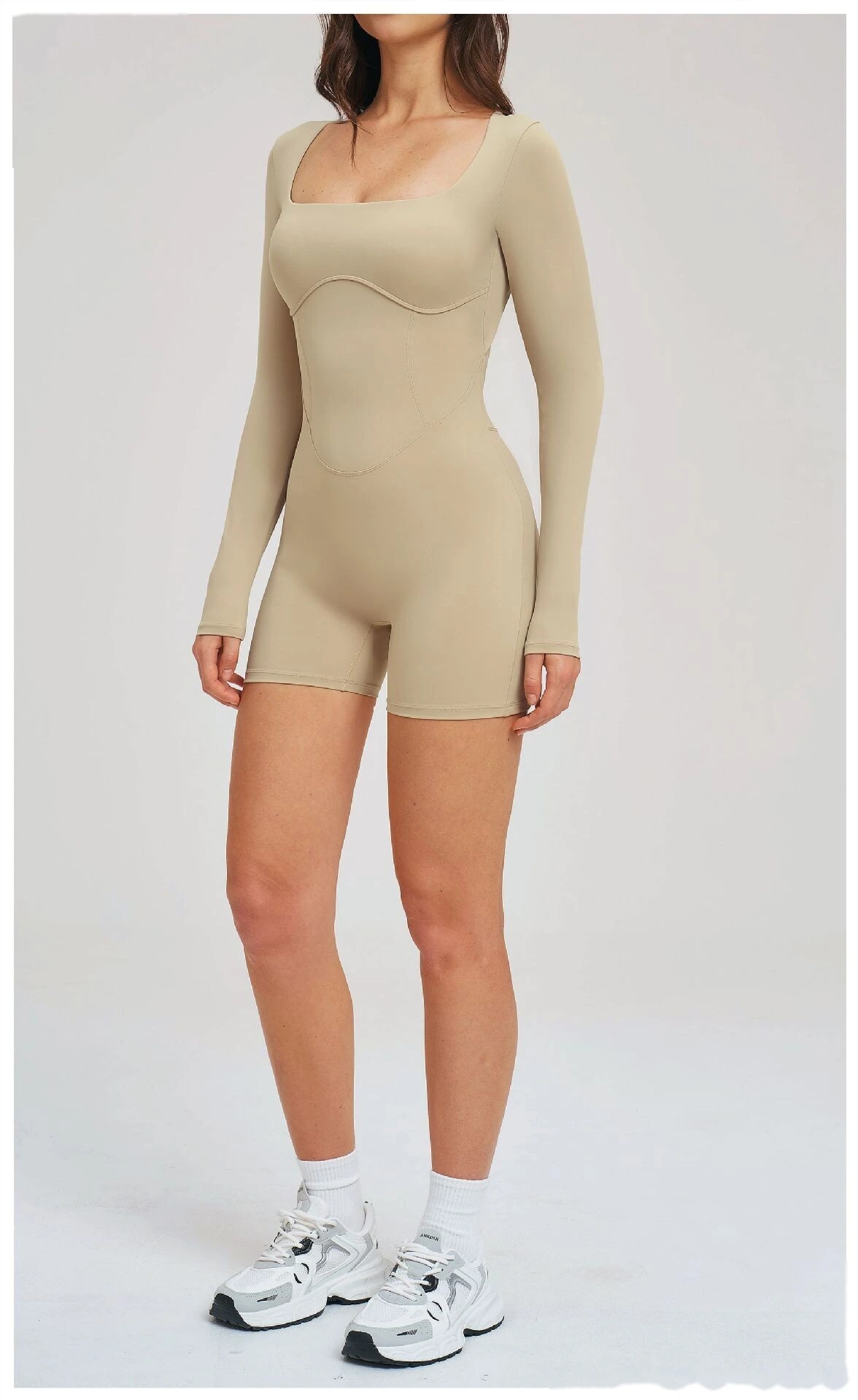 Women's Custom Hollow Out Open Back Tight Fitness Onesie - Long Sleeve Yoga Suit for Outdoor Running & Gym detail