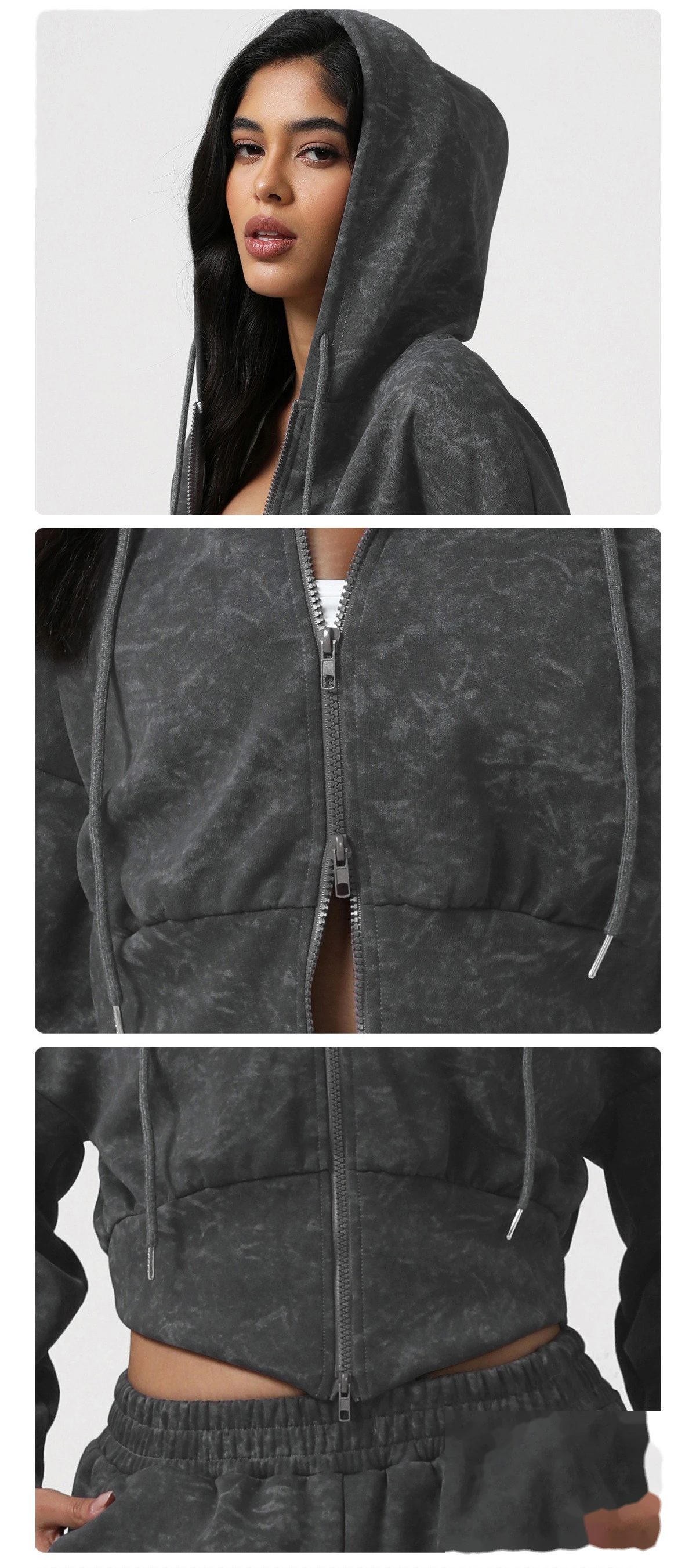 Custom EU/US Tie-Dye Fitness Set - Autumn Winter Jacket + Sports Casual Sweatpants Yoga Running Outfit detail