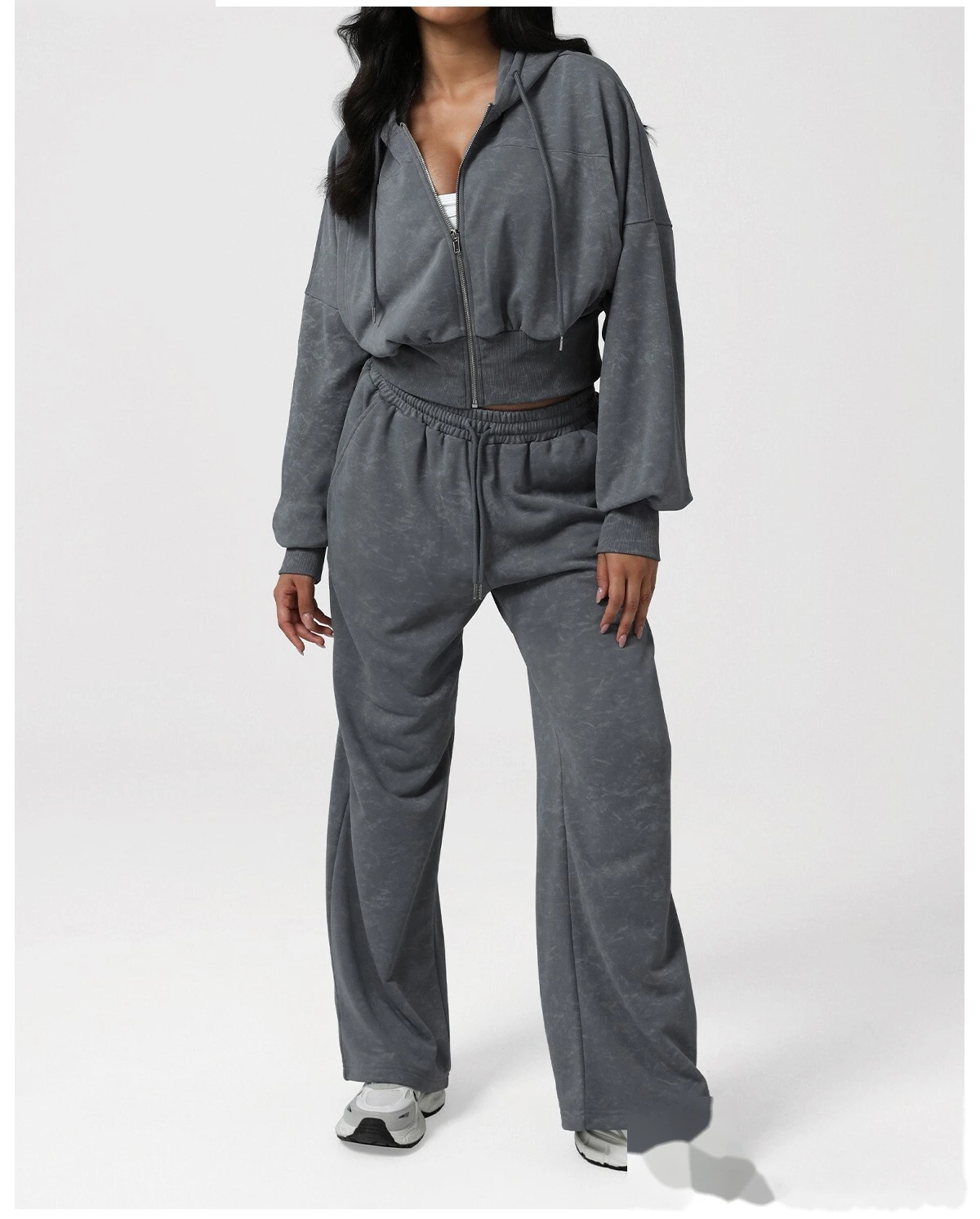 Autumn & Winter Women’s American-Style High-Waisted Pants - Tie-Dye Printed Loose Straight-Leg Gym Wide-Leg Trousers detail