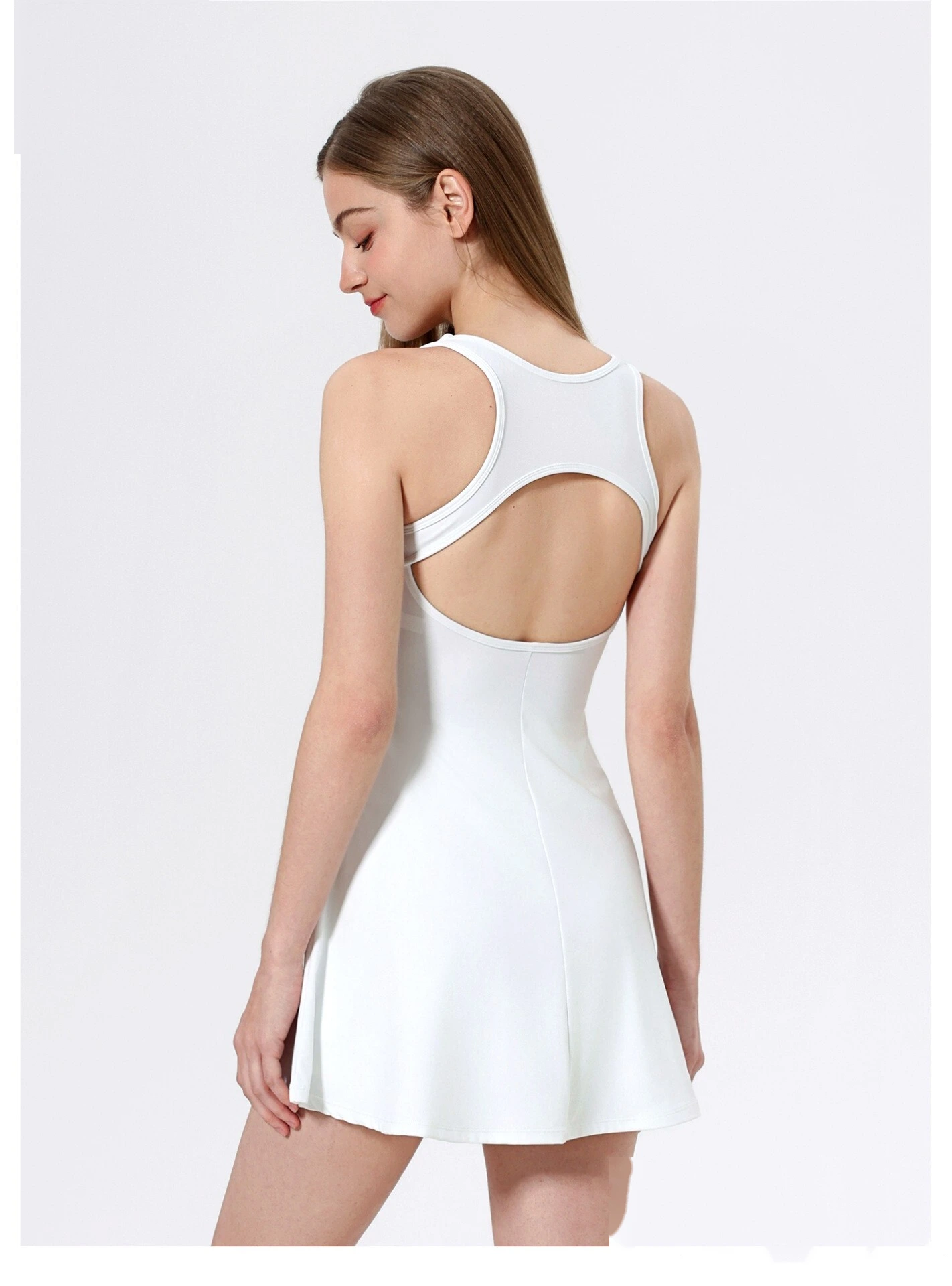 Naked sports dress beautiful back anti-exposure leggings outdoor running fitness tennis skirt detail