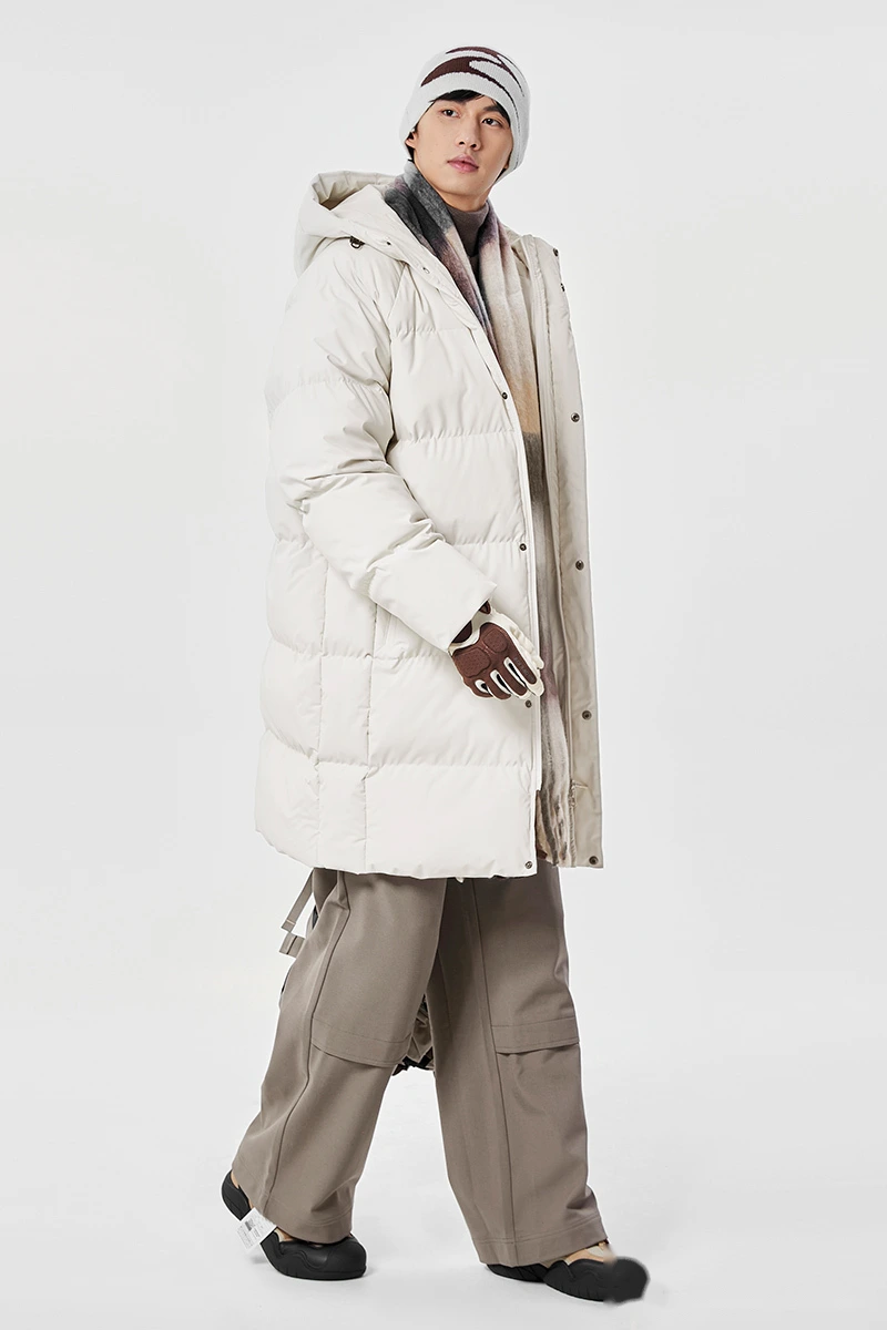 Customized winter men and women windproof and warm long cotton-padded jacket down coat. detail