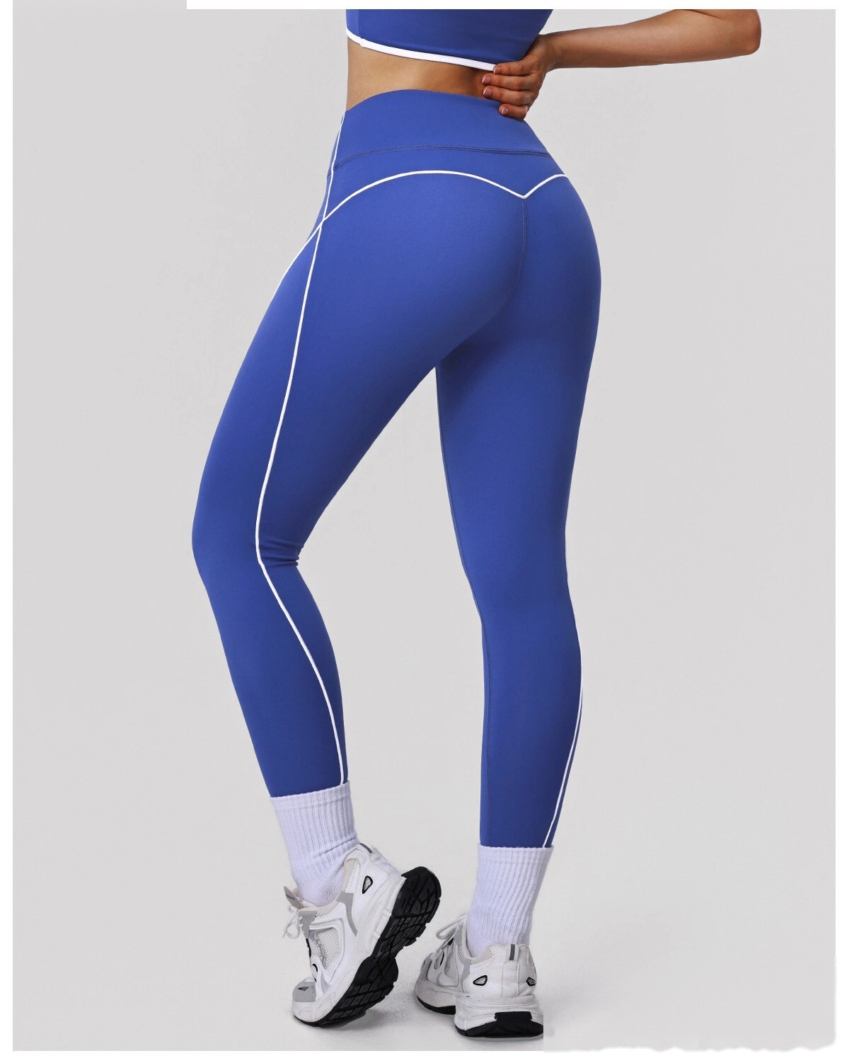 Custom Color Block Nude Feel Yoga Set - Women's High-Waisted High-Stretch Leggings for Gym Running Fitness detail
