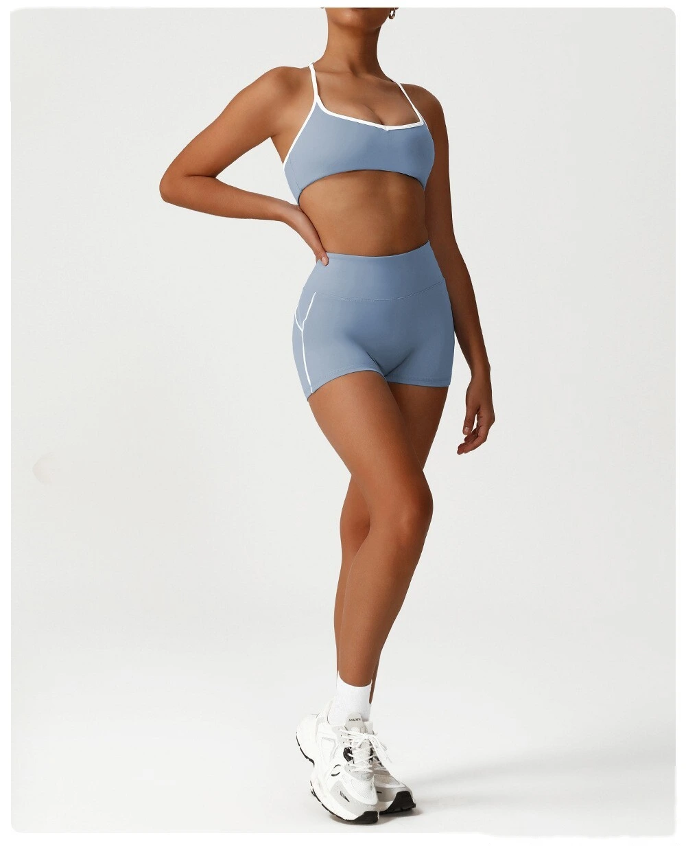 Custom color matching tight-fitting yoga pants peach hip high waist shorts without T-line outdoor running fitness shorts detail