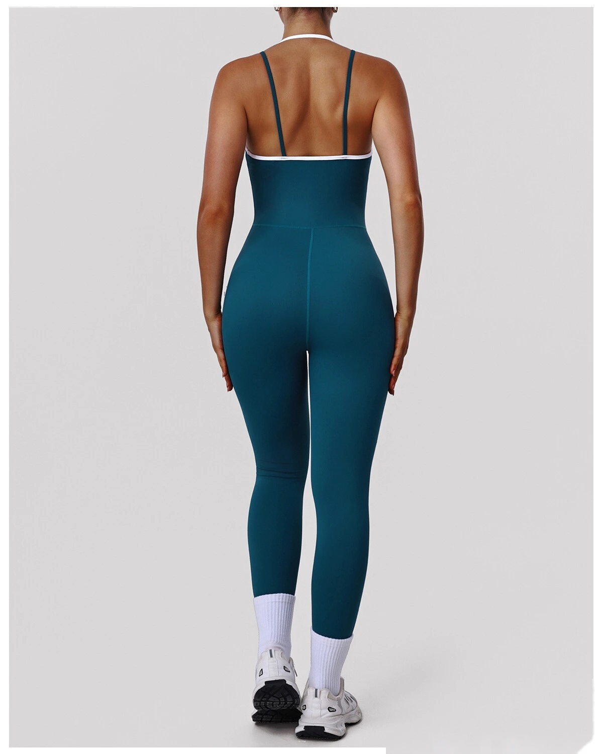 Bulk Custom Slim Fit Sports Bodysuit - Women's Thin-Strap Open Back Yoga Running Fitness Leotard detail