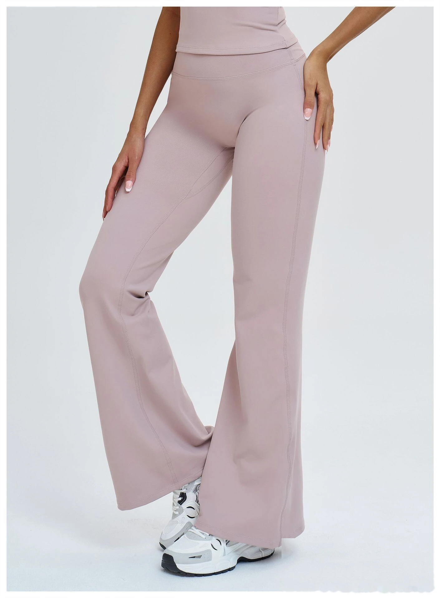 Custom High-Waisted Wide-Leg Yoga Pants - Women's Slimming Flare Outdoor Running Sports Trousers detail