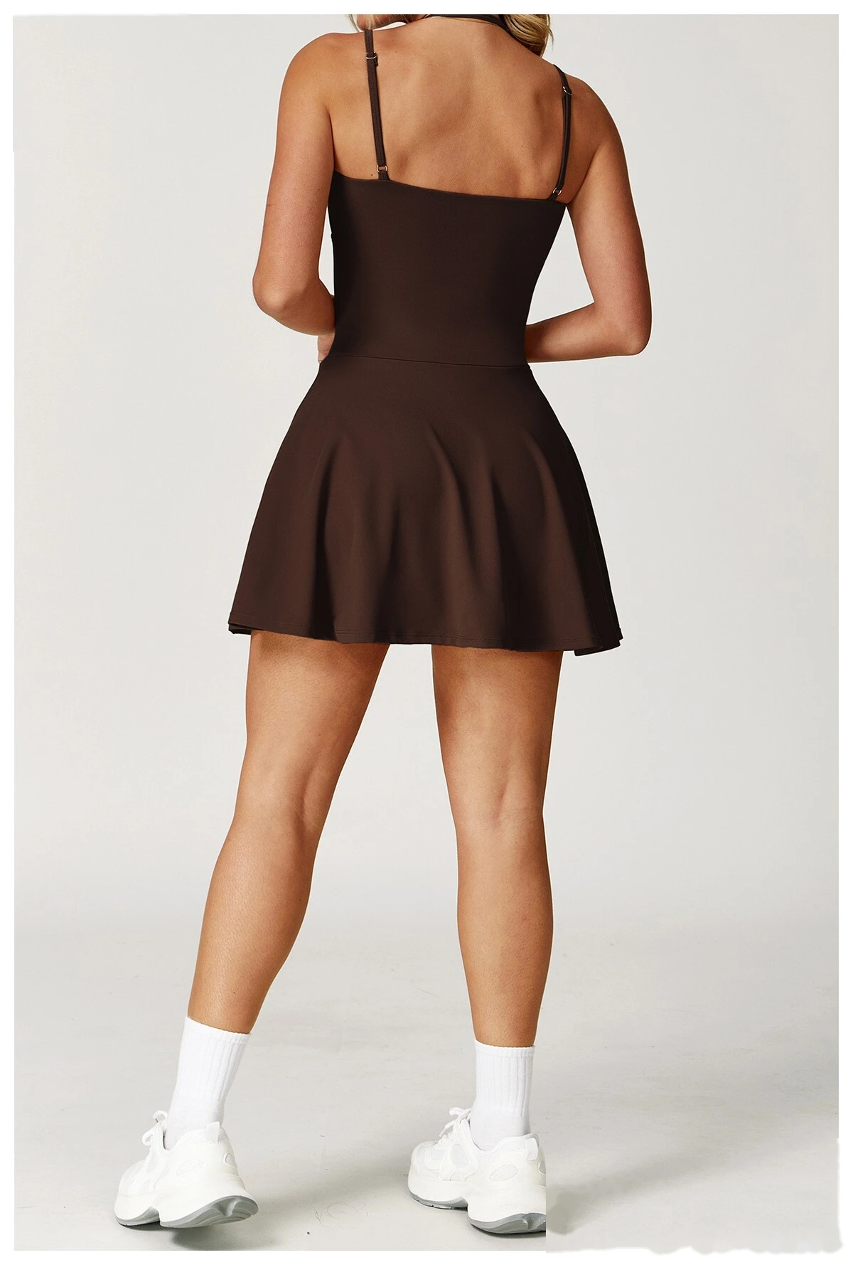 Custom suspender dress female pocket bottoming anti-exposure A-line skirt running tennis skirt detail