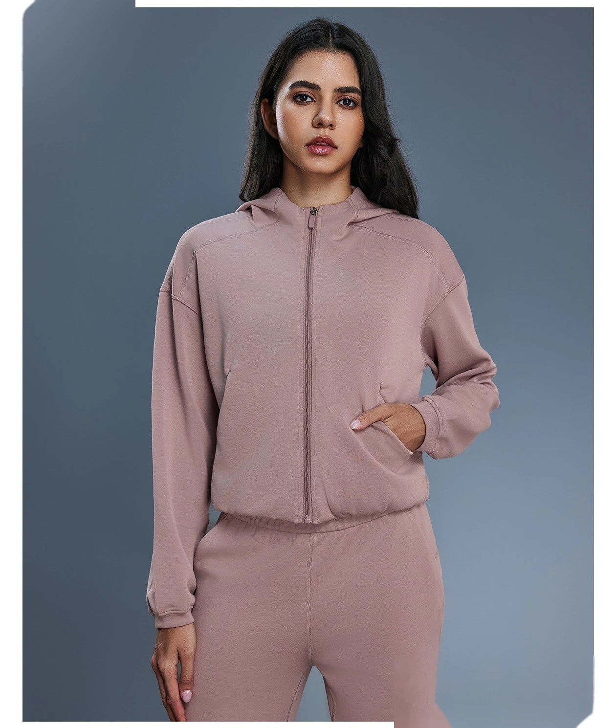 New Custom Women's Zip-Up Hooded Jacket - Casual Sportswear for Running & Workout detail