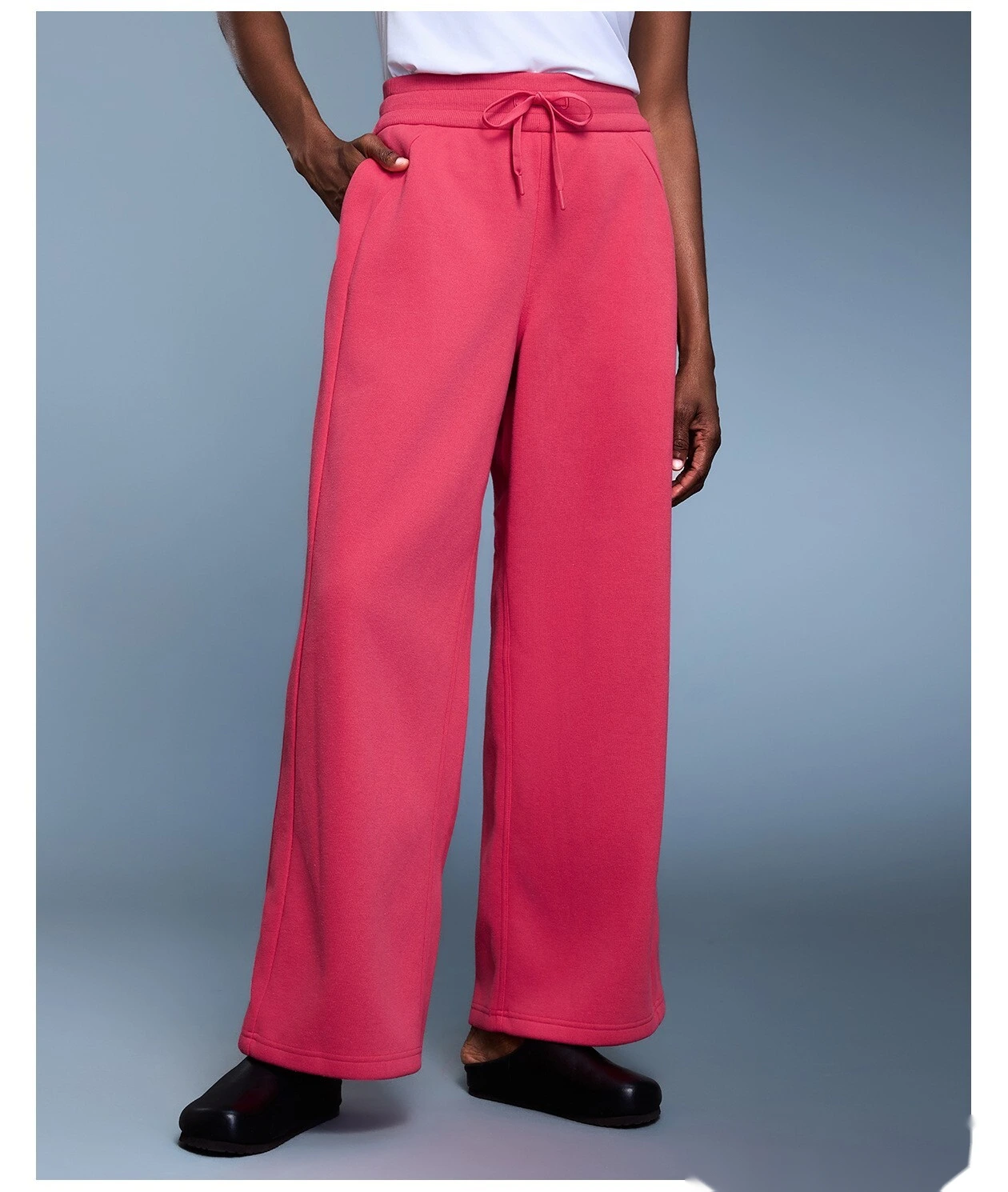 Customized autumn and winter plus velvet thick straight wide-leg pants loose warm sports pants detail