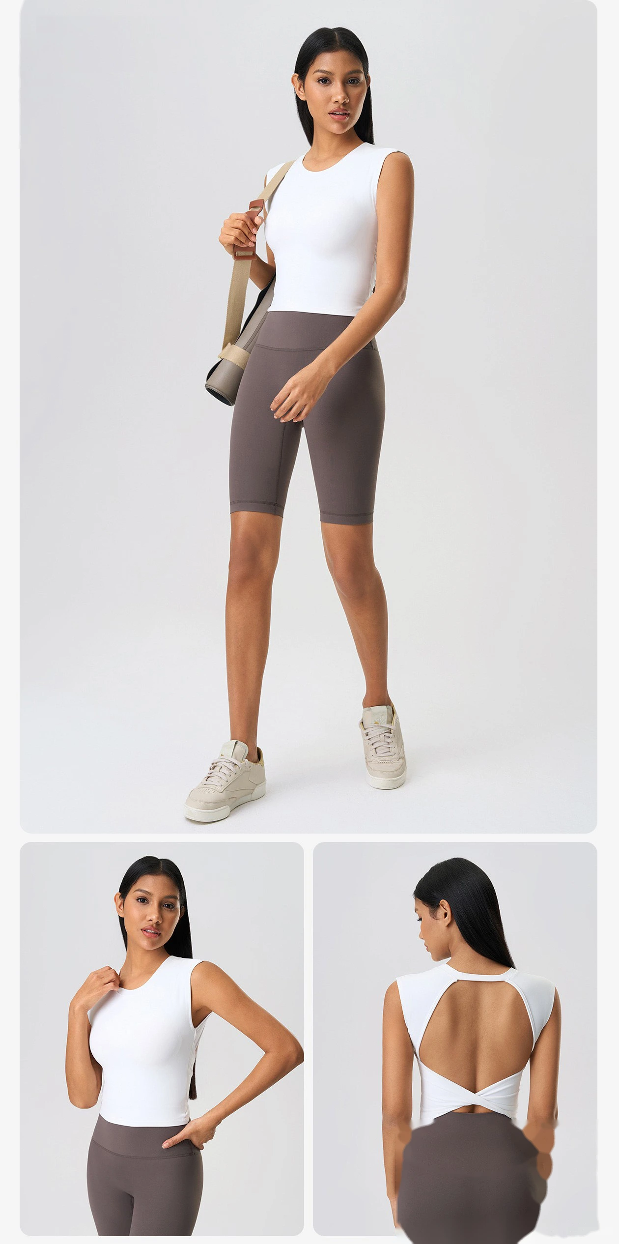 Sleeveless yoga vest women's chest pad speed advanced sense hollow back fitness sports vest detail