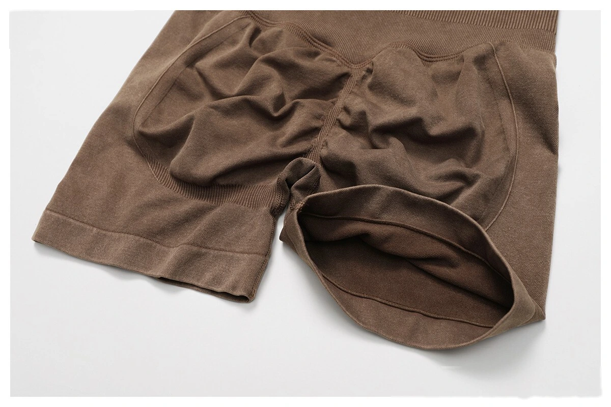 Seamless sand washing yoga shorts high waist hip shorts tight running fitness yoga pants female - allni detail