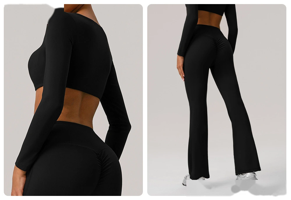 Custom nude yoga suit with chest pad quick-drying tight-fitting fitness suit leisure sports two-piece suit detail
