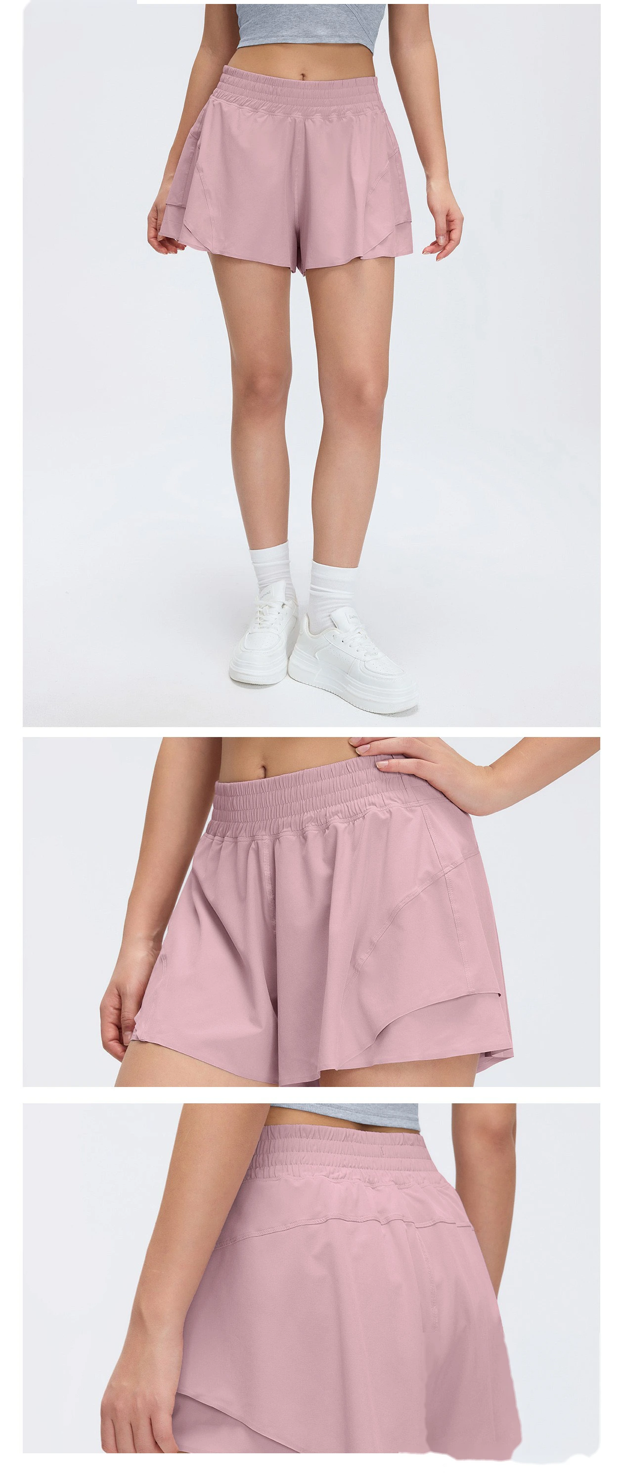 Bulk Custom Lined Anti-See-Through Shorts - Women's High-Waisted Quick-Dry Breathable Gym Yoga Shorts detail