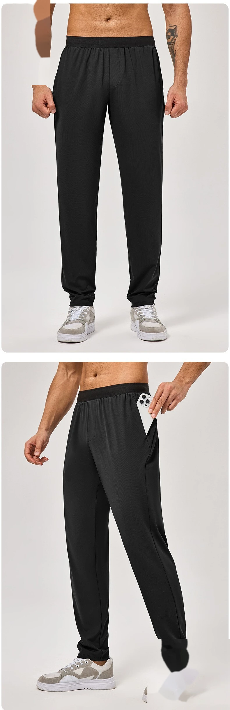 Custom Men's Sports Pants, Loose Straight High Elastic Quick-Dry Fitness & Running Trousers detail