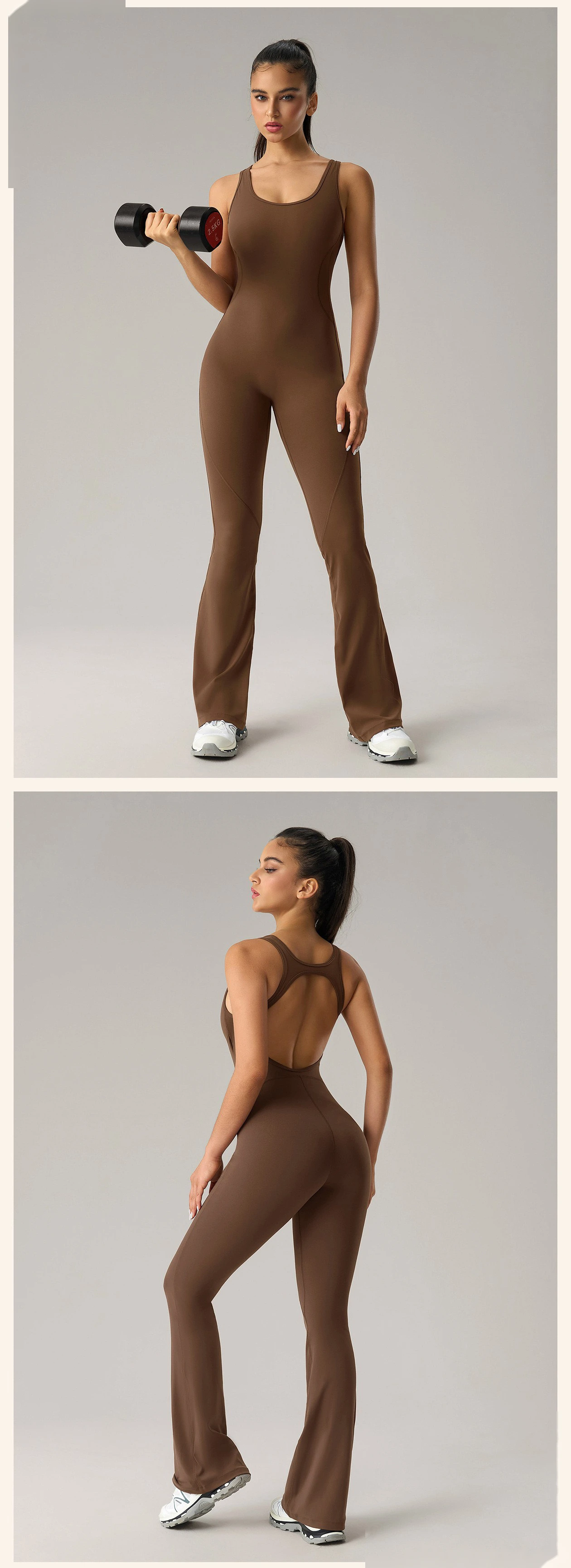 Women’s Custom Fake Two-Piece Camisole Yoga Jumpsuit Sexy Backless Butt Lifting Fitness Bodysuit detail