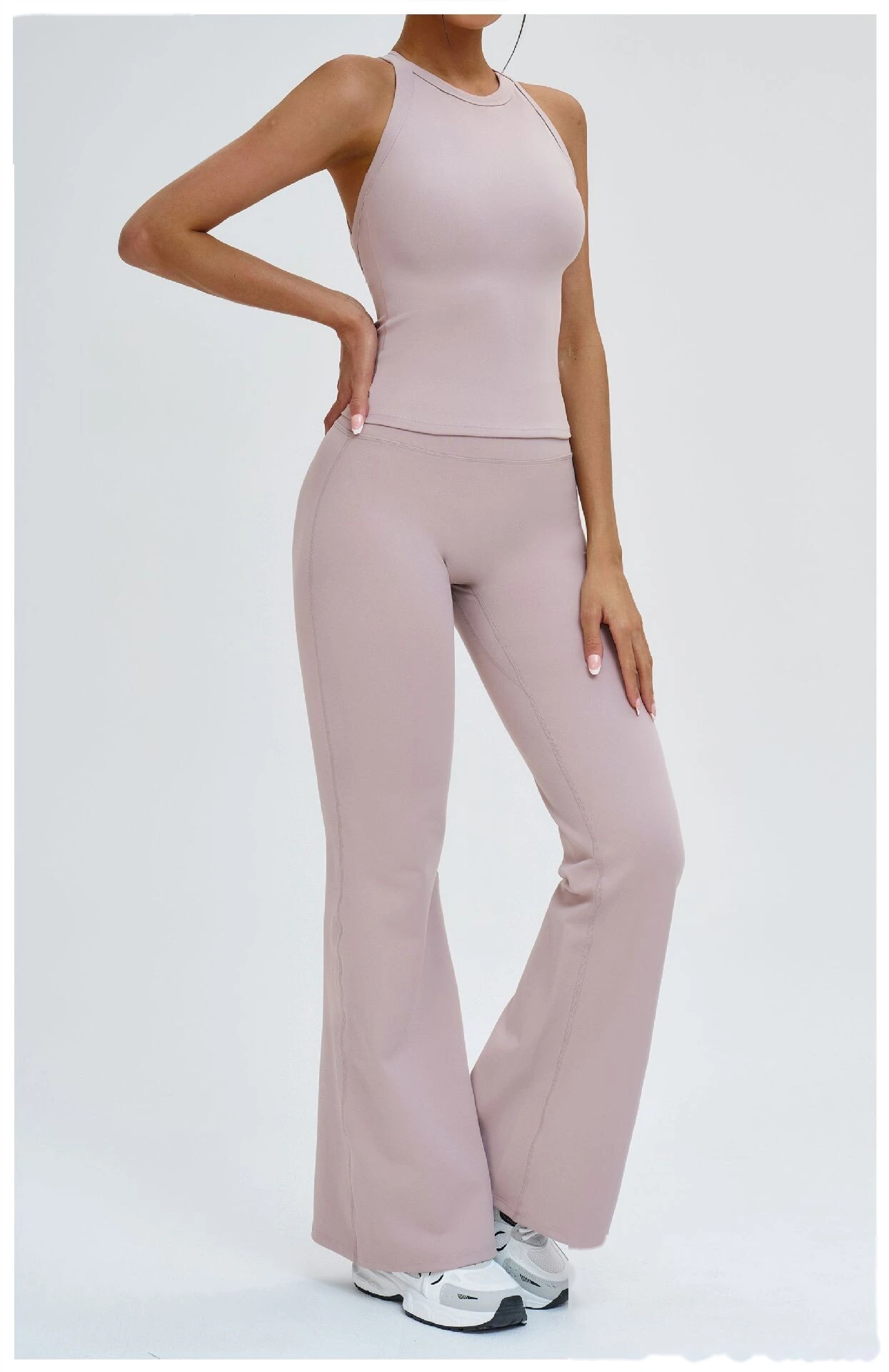 Custom High-Waisted Wide-Leg Yoga Pants - Women's Slimming Flare Outdoor Running Sports Trousers detail
