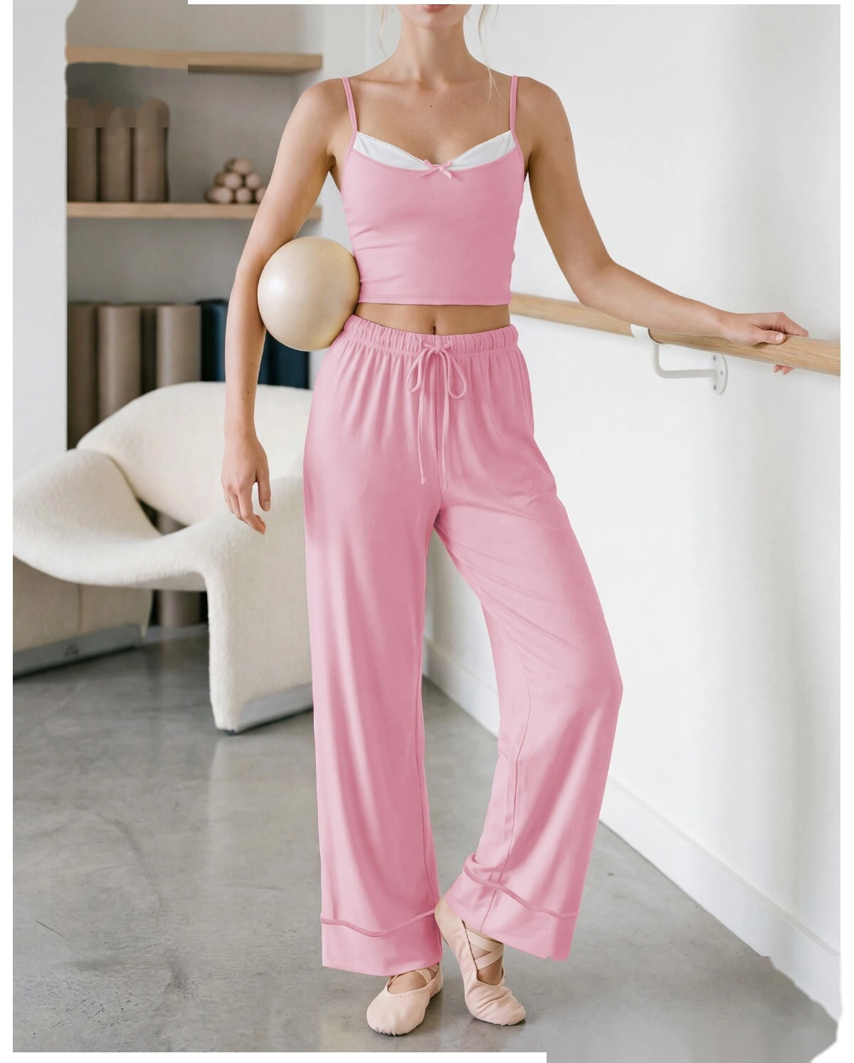 Custom Summer Thin Yoga Pants, Quick Dry Hip Lifting Straight Wide Leg Workout Pants for Pilates Training detail