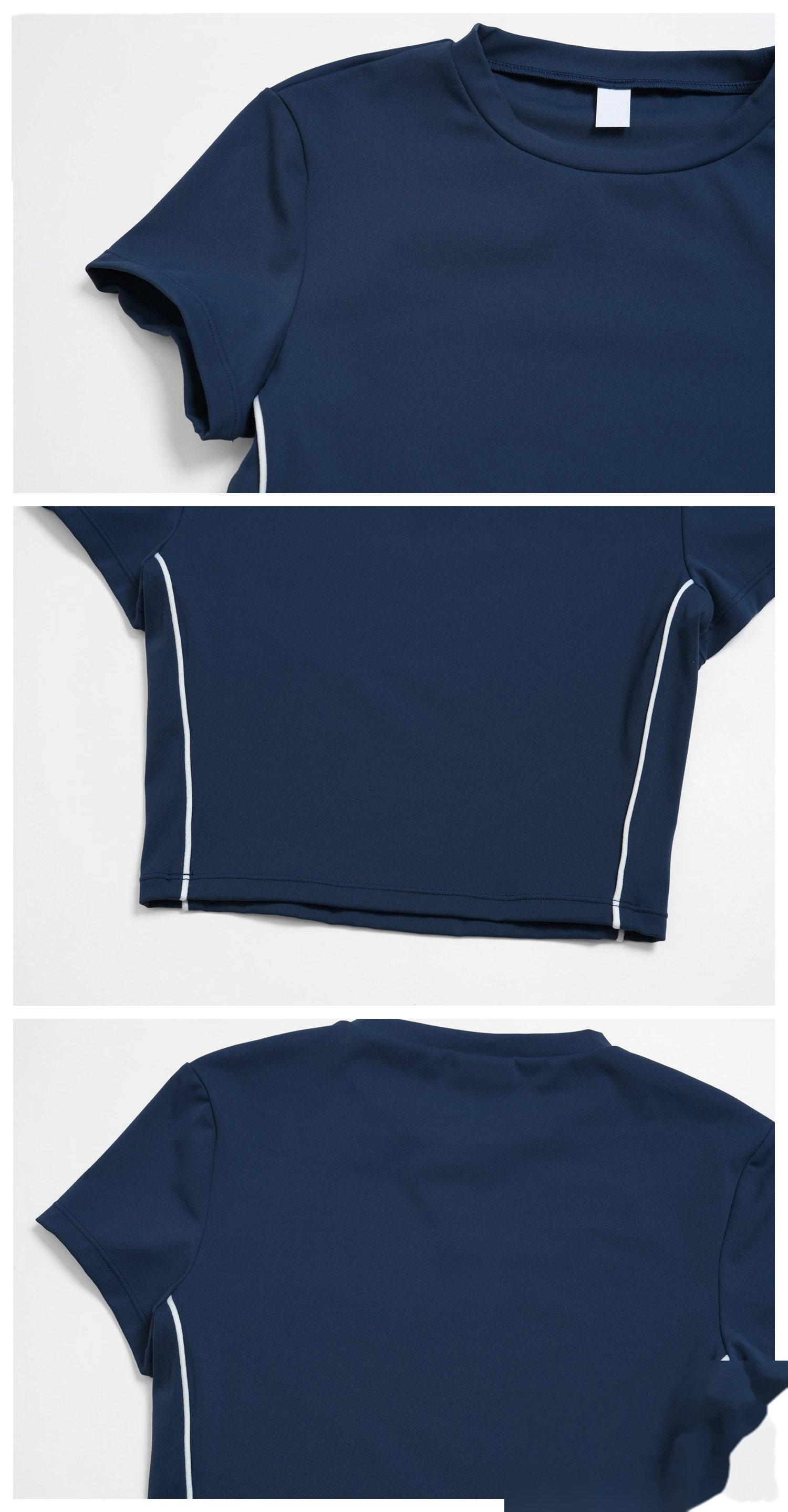 Custom Women Short Sleeve Yoga Top, Summer Cropped Tight Fitness T-shirt Quick Dry Sports Workout Tee detail